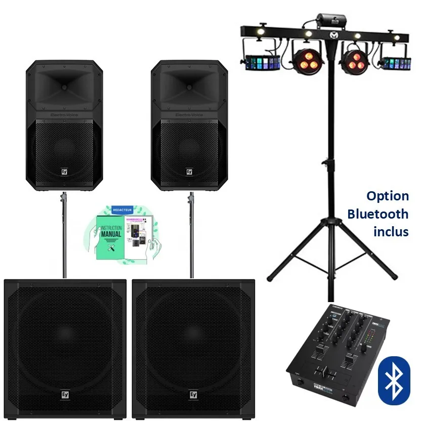Pack EXPRESS 200 à 300 personnes HP-15" + SUB-18" & Essentiel 2