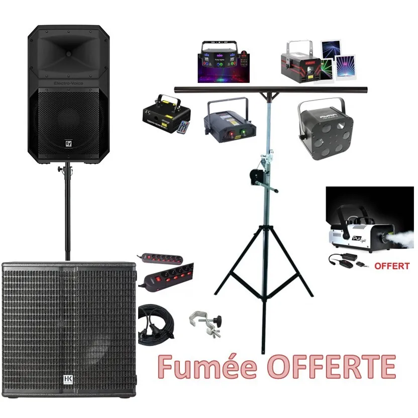 Pack Sérénité 50 à 100 personnes HP12" + SUB-15" & LASER XL