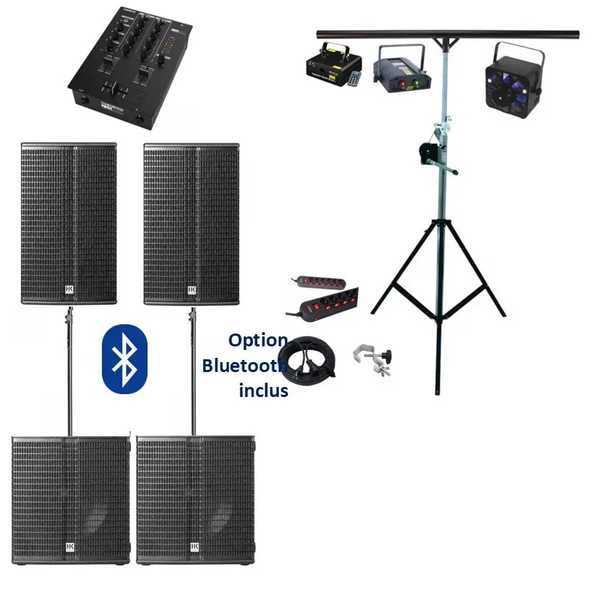 PACK Sérénité 150 à 200 personnes HP-12" + SUB-15" & LASER