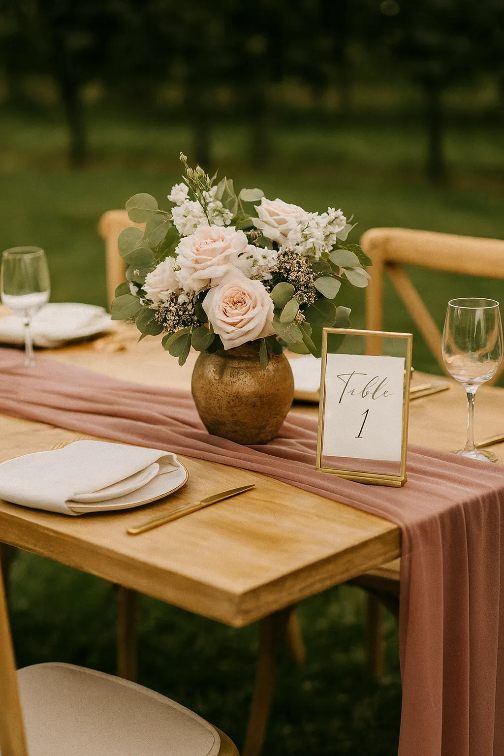 Tischläufer in altrosa