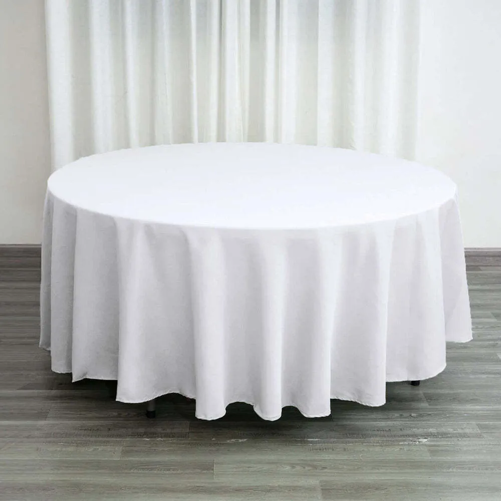 108" white round table linen