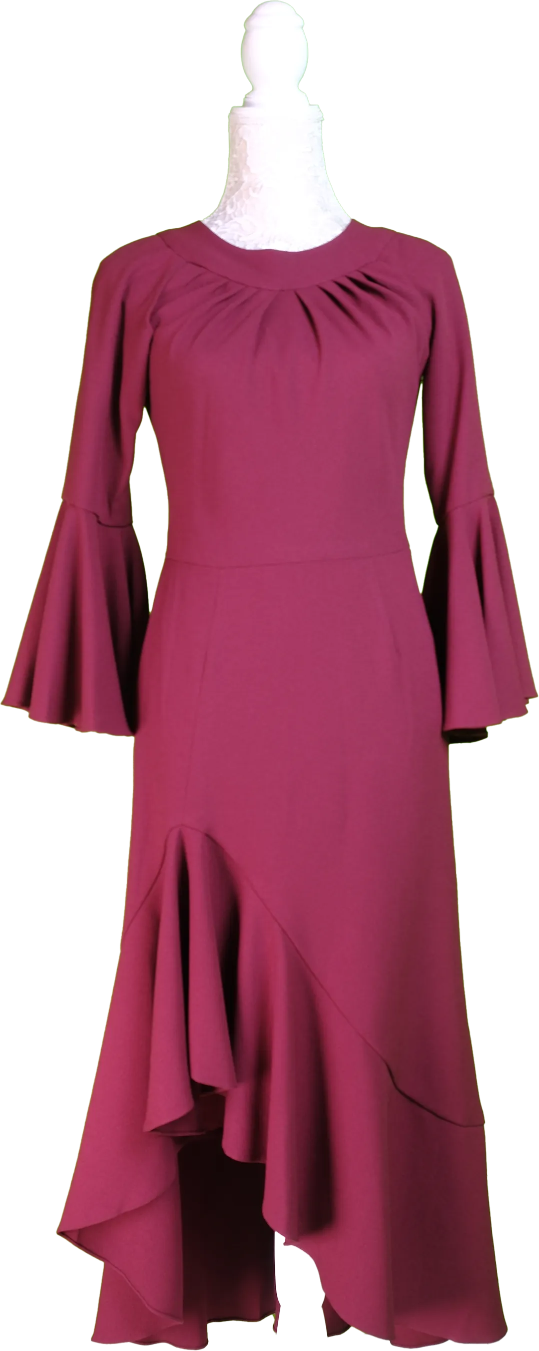 Burgundy Wide-Sleeve Jumpsuit