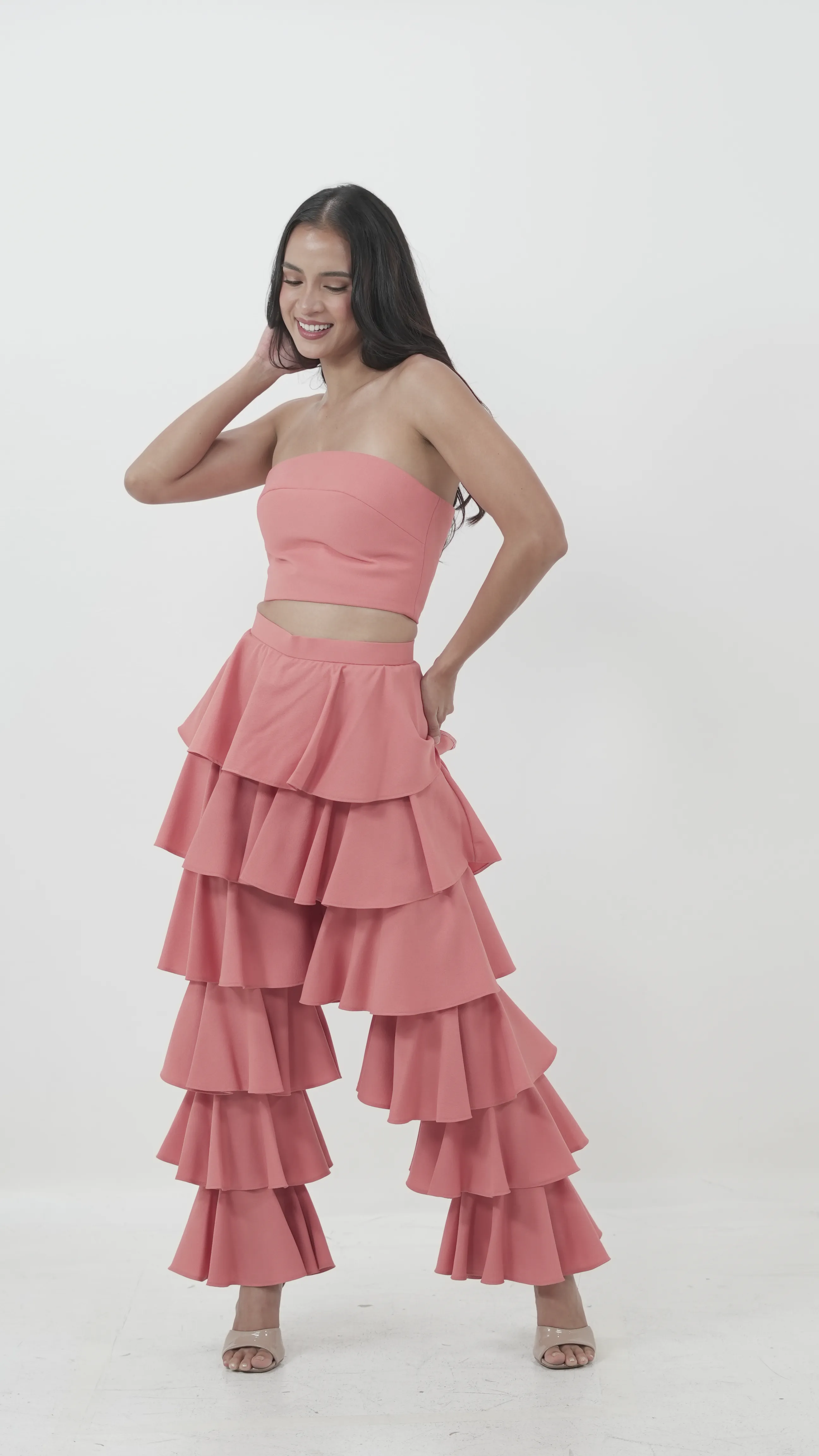 Pink Ruffle Pants and Tube Set