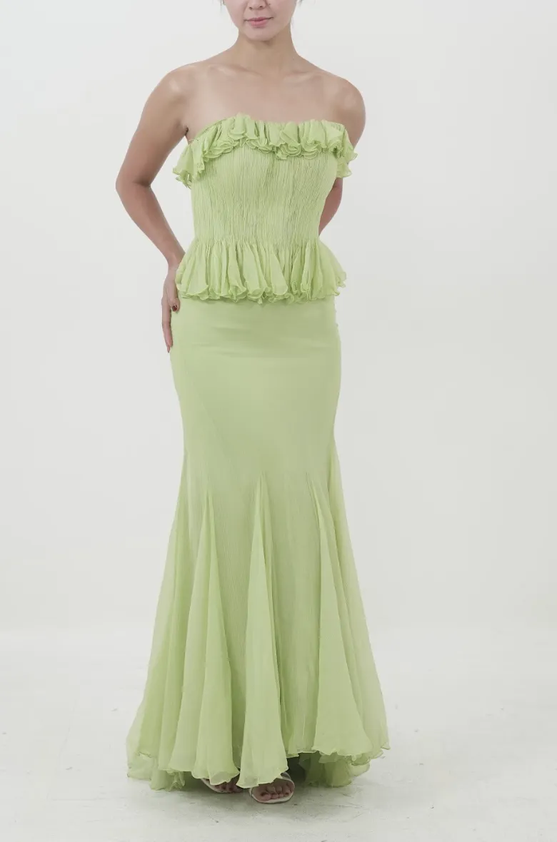 Light Green Mermaid Gown with Ruffle Bodice