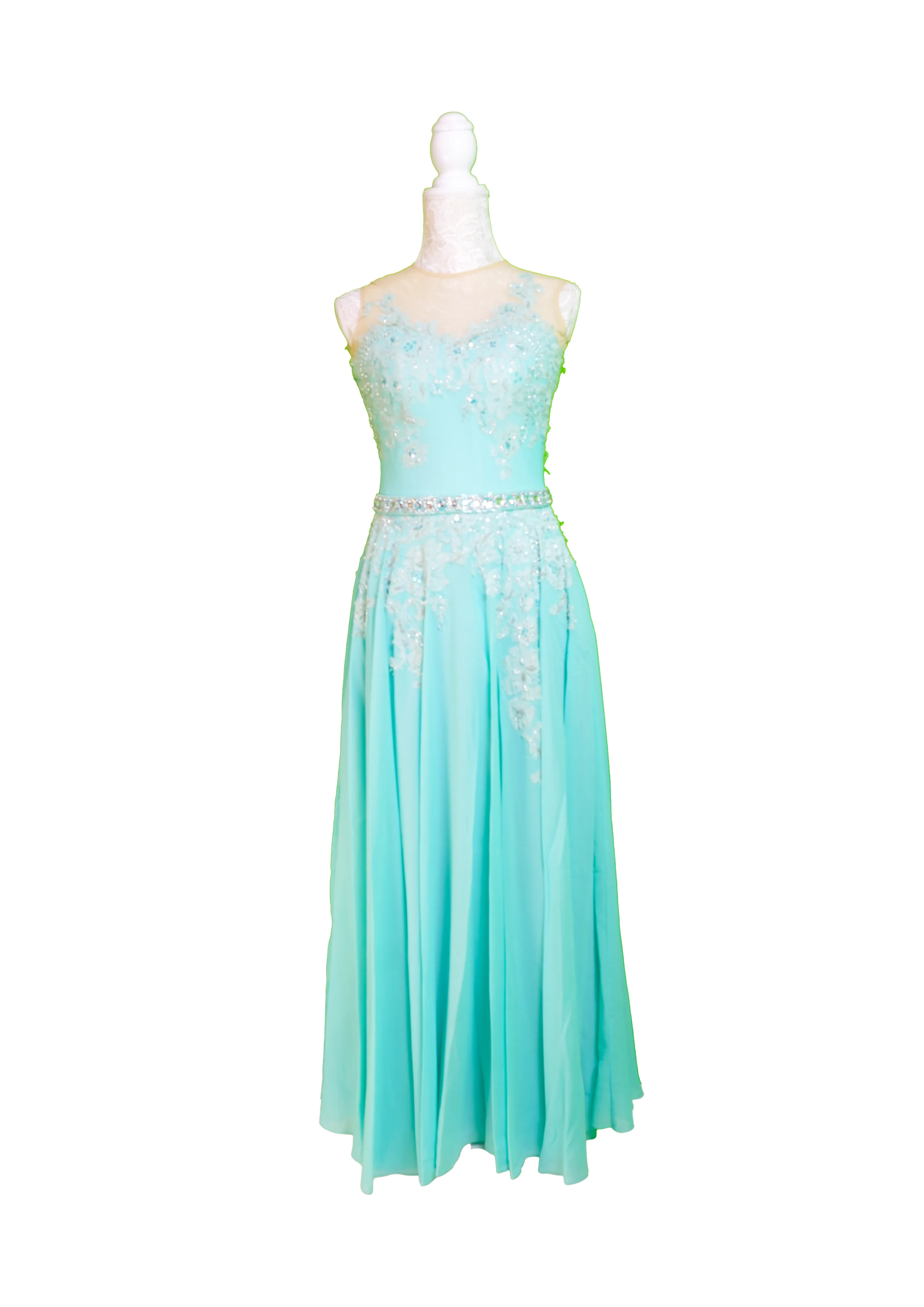  Aqua Blue Embroidered Gown