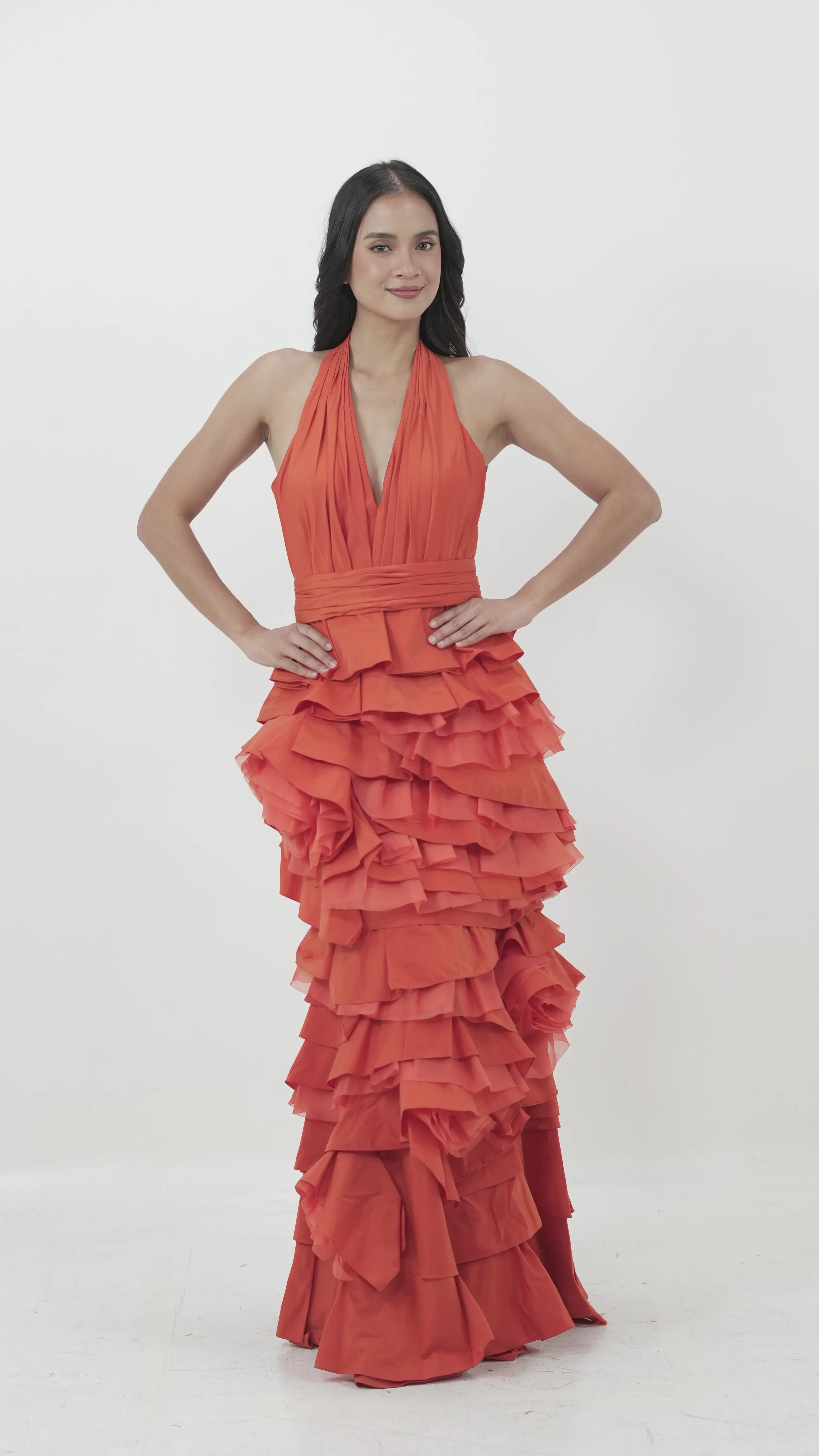 Tangerine Ruffle Gown