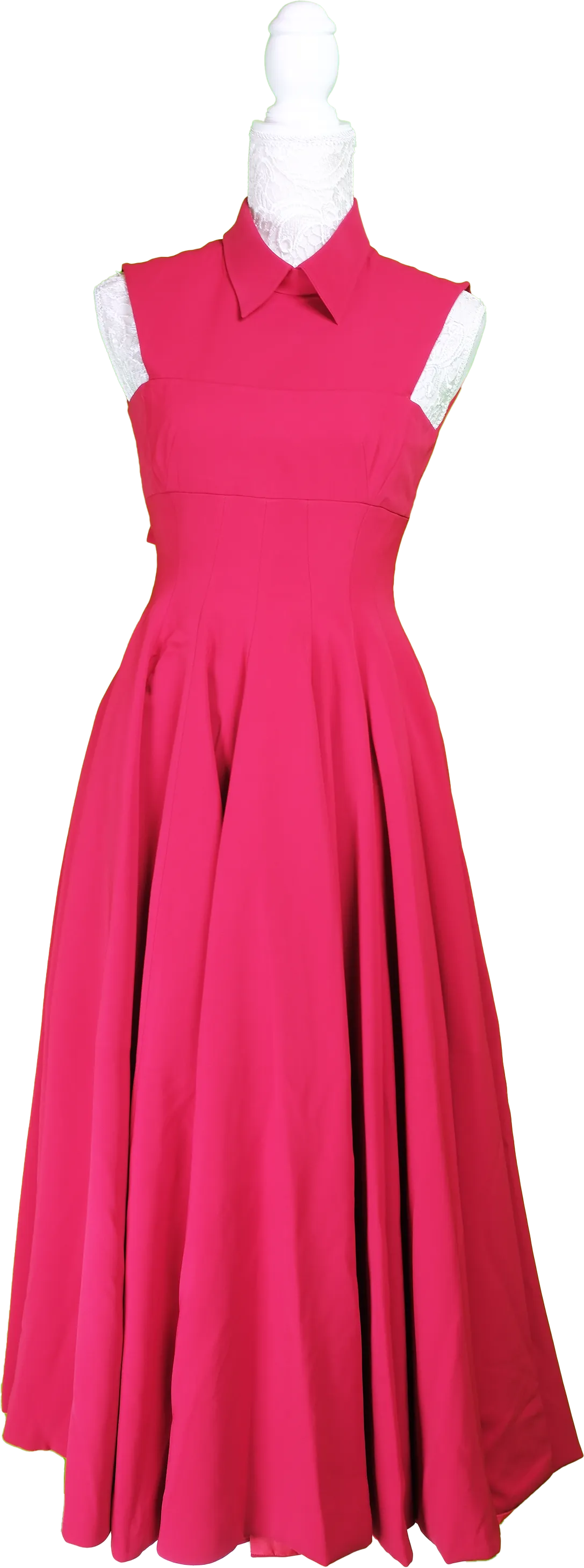 Crimson Midi Dress with Collar
