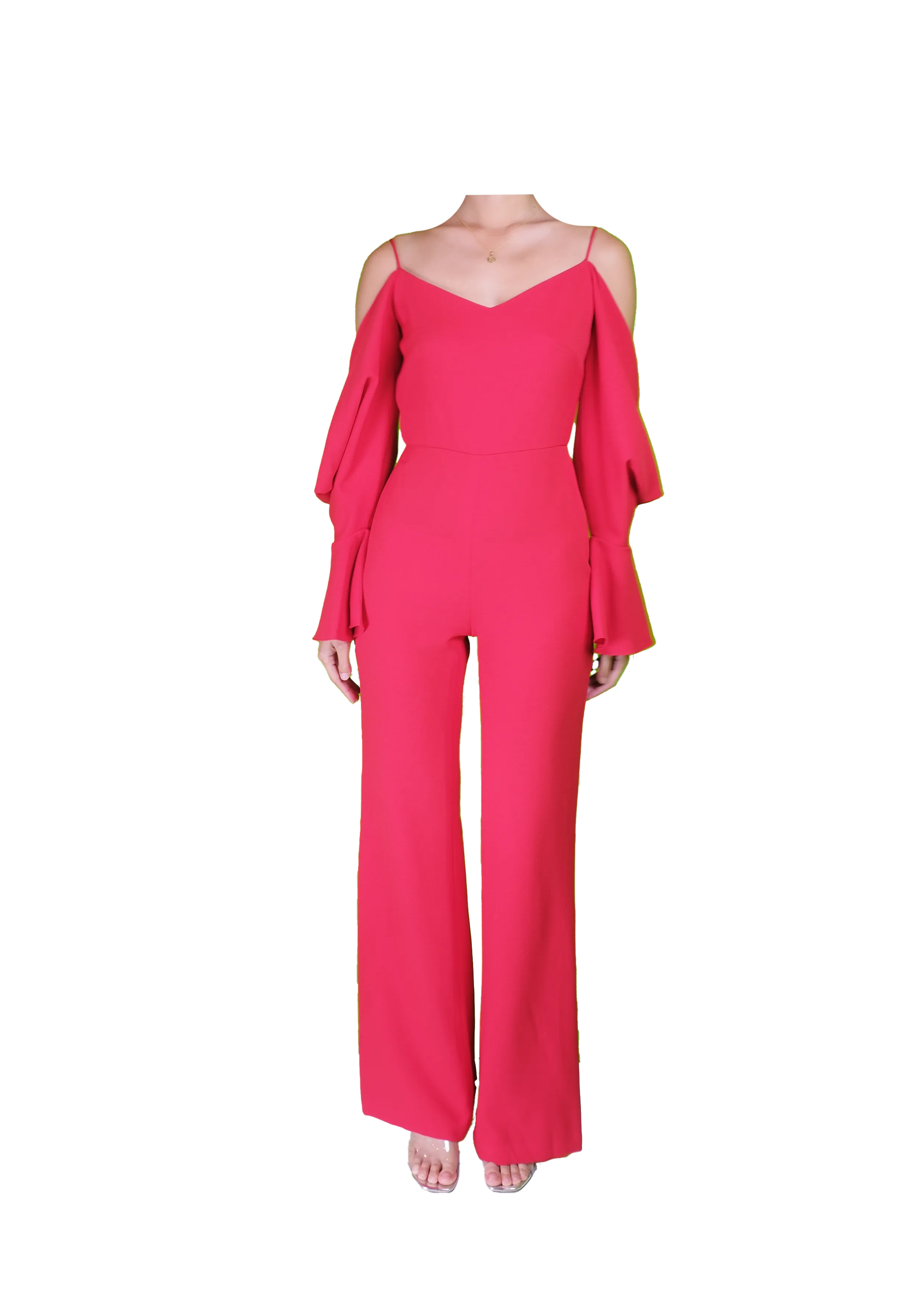 Red Wide-Sleeve Jumpsuit