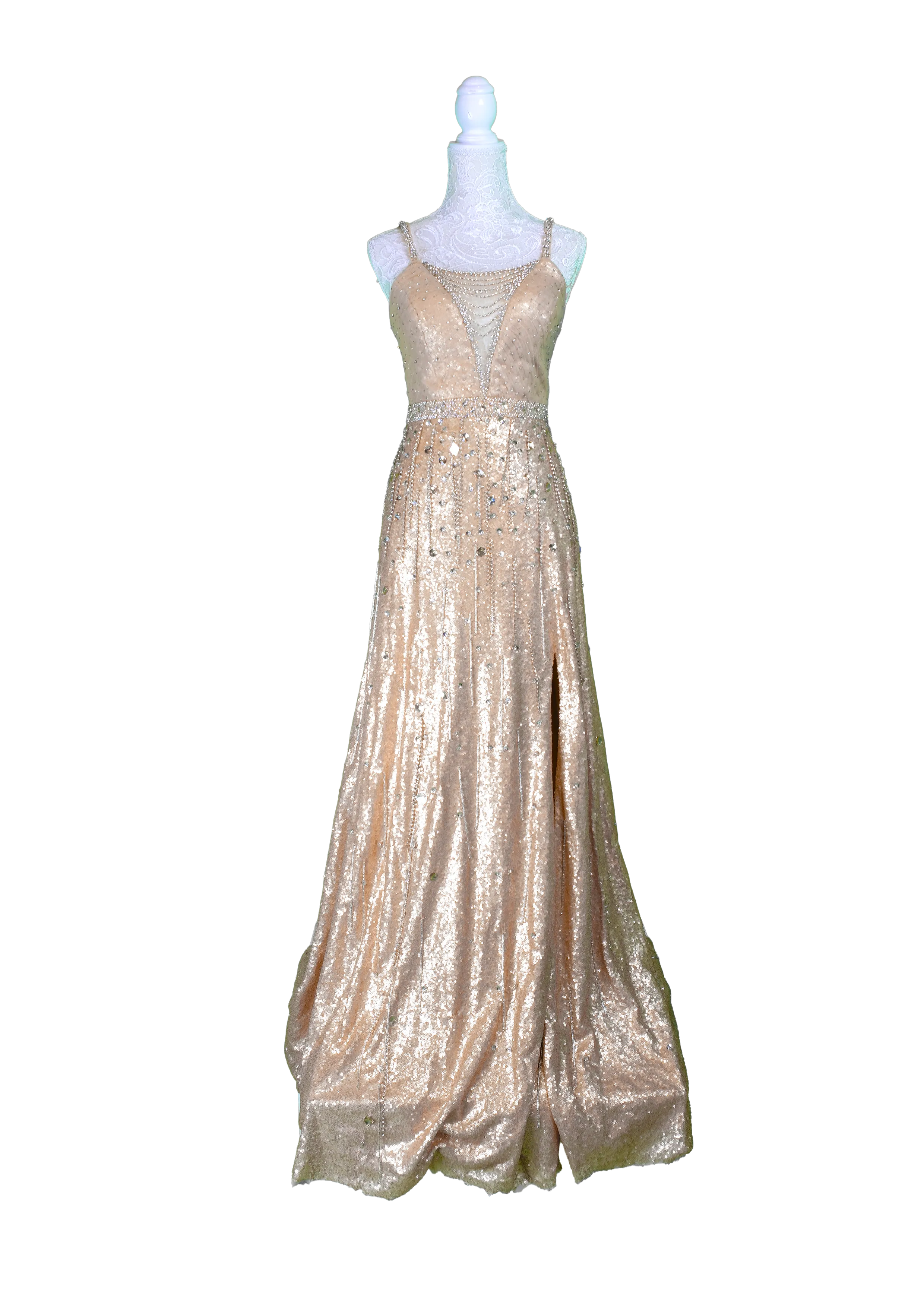 Gold Sequin Sleeveless Gown