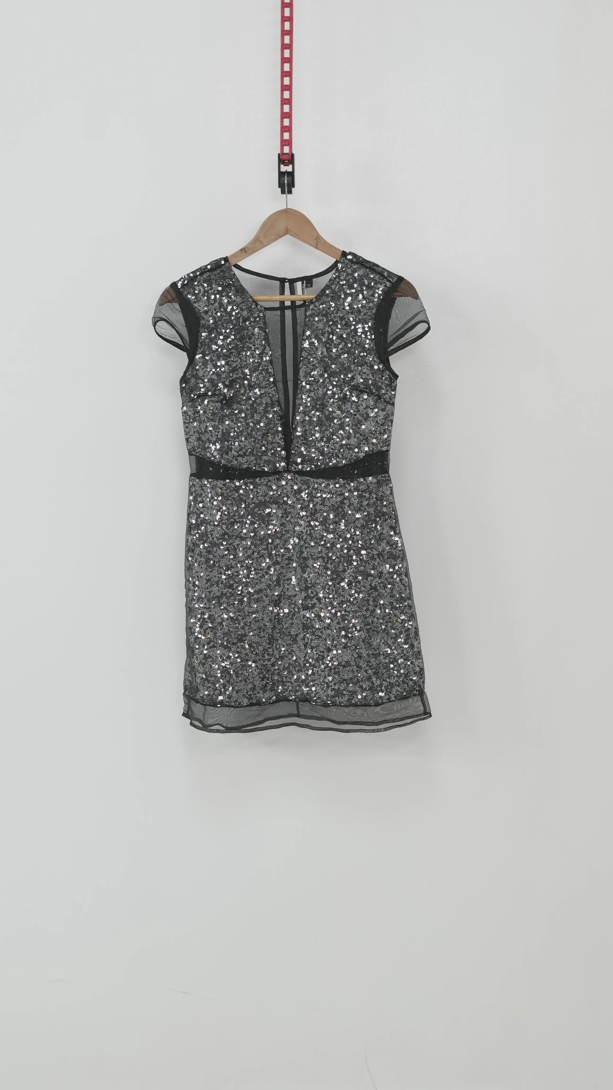 Short Sleeve Glitter Mesh Dress
