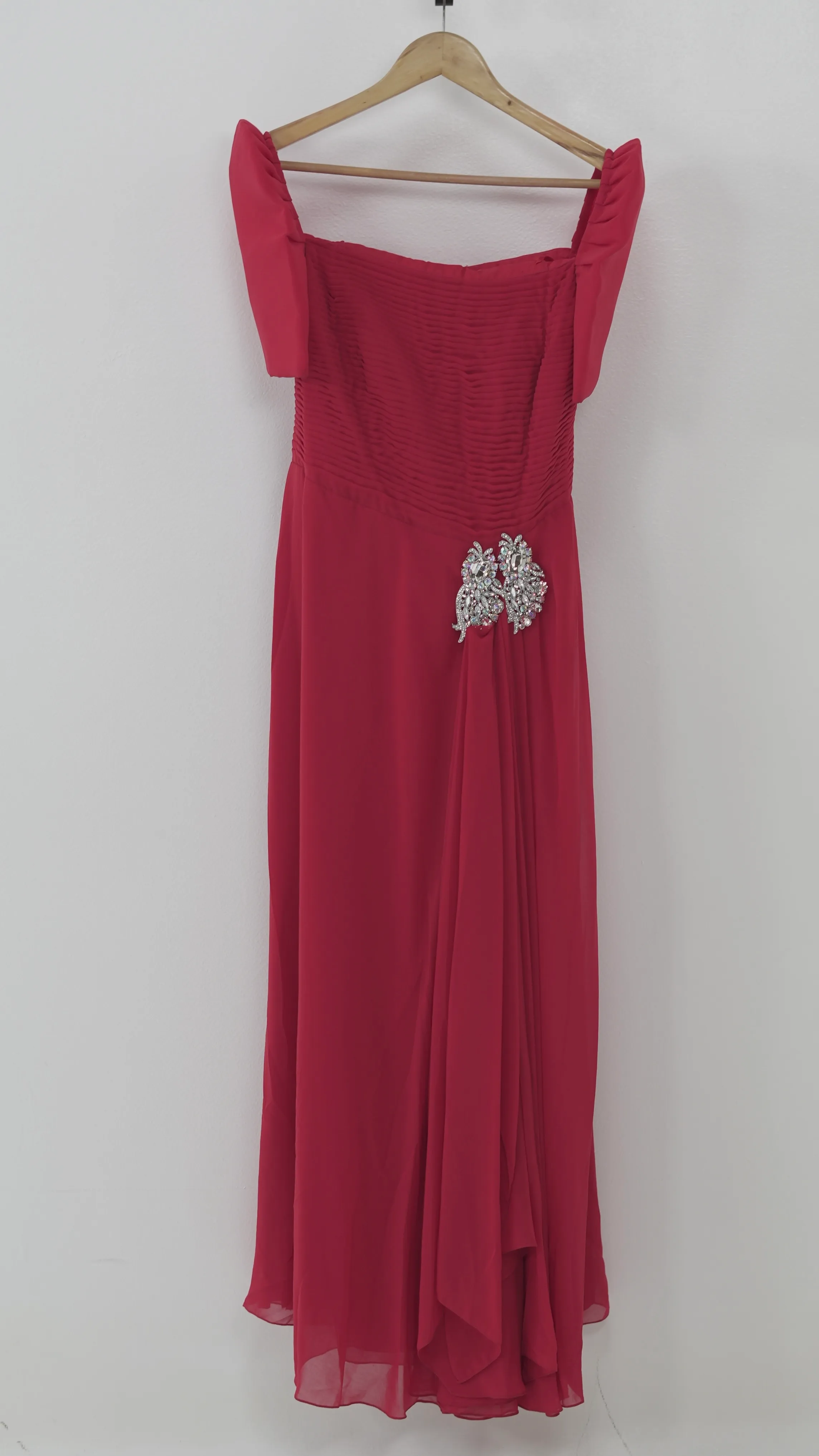 Red Filipiniana Gown with Jeweled Accent