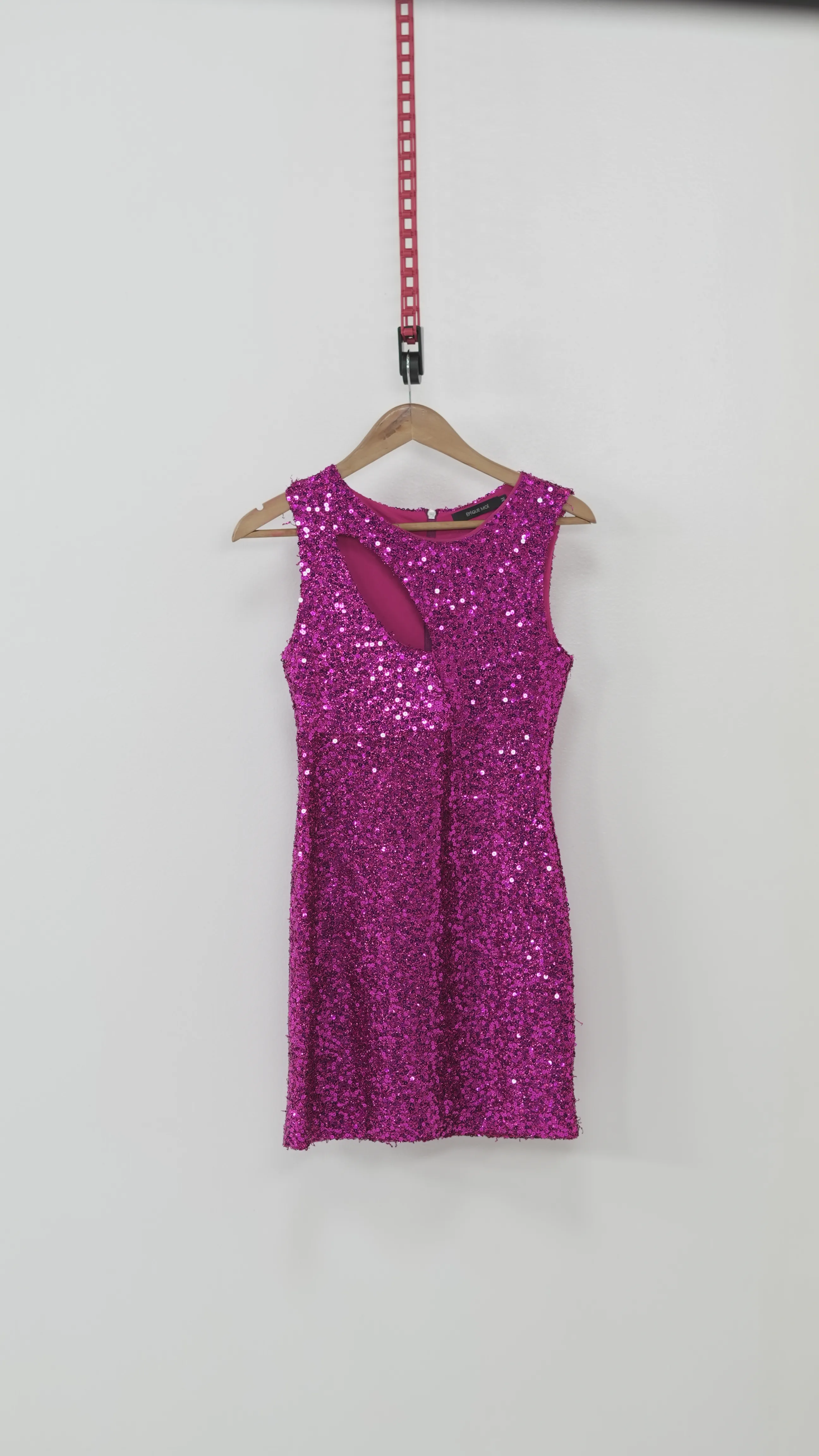 Hot Pink Sequin Cutout Dress