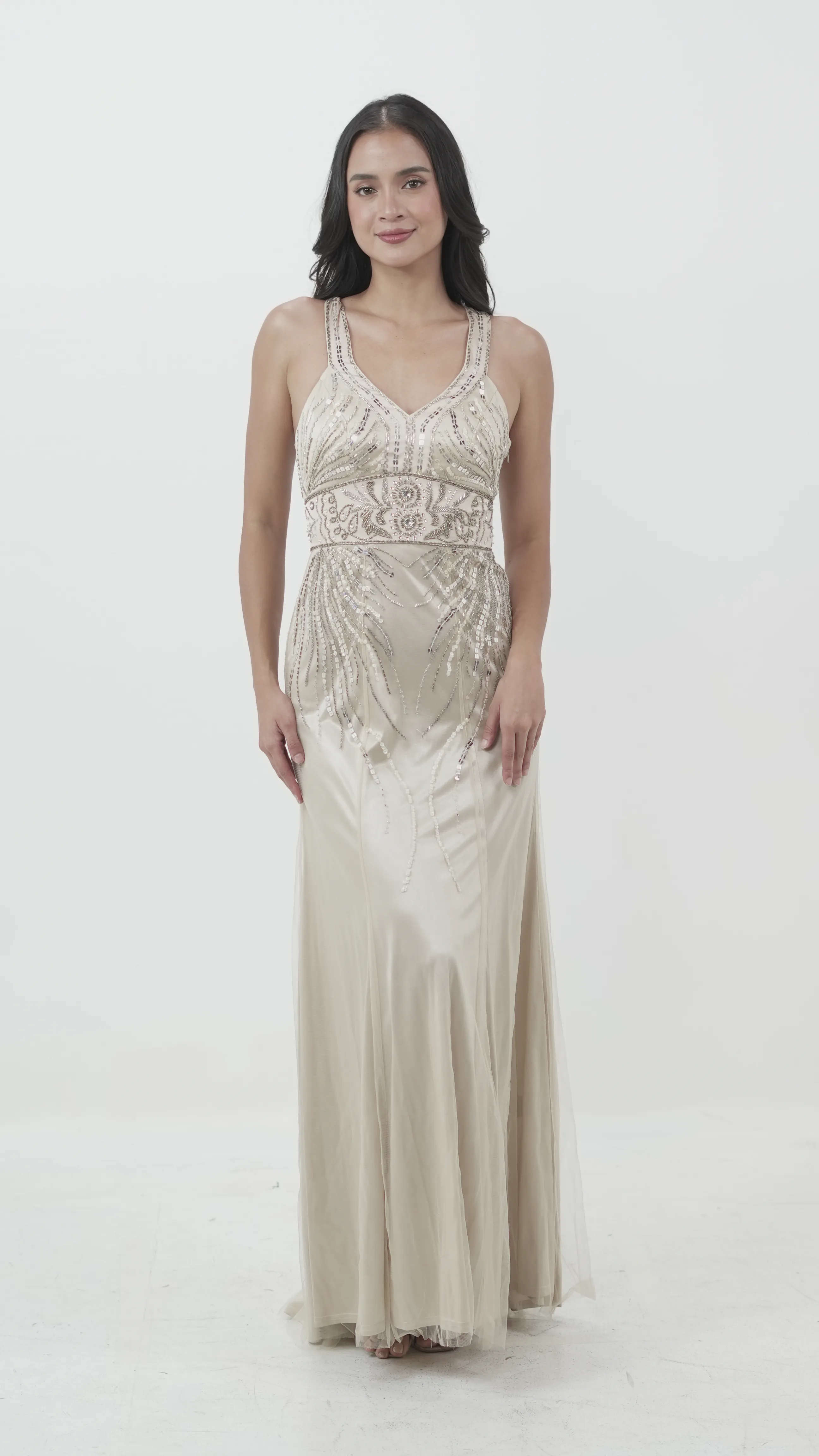 Champagne Sequin Art Deco Gown