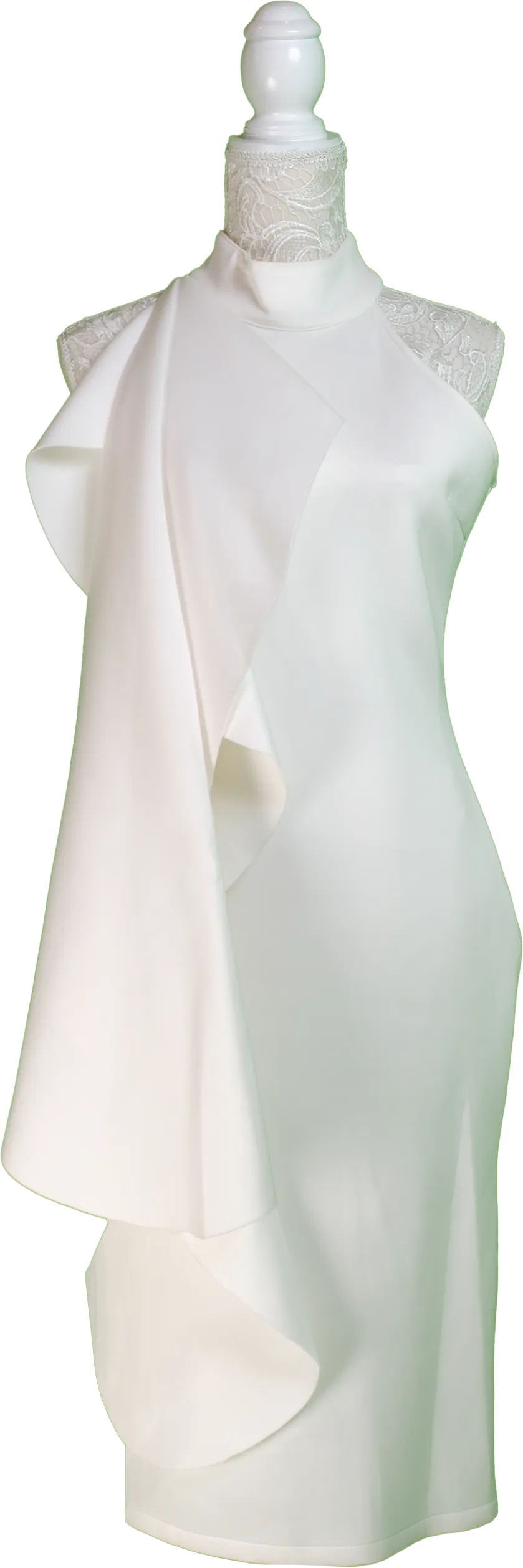 White Sleeveless Gown with Cascading Ruffles