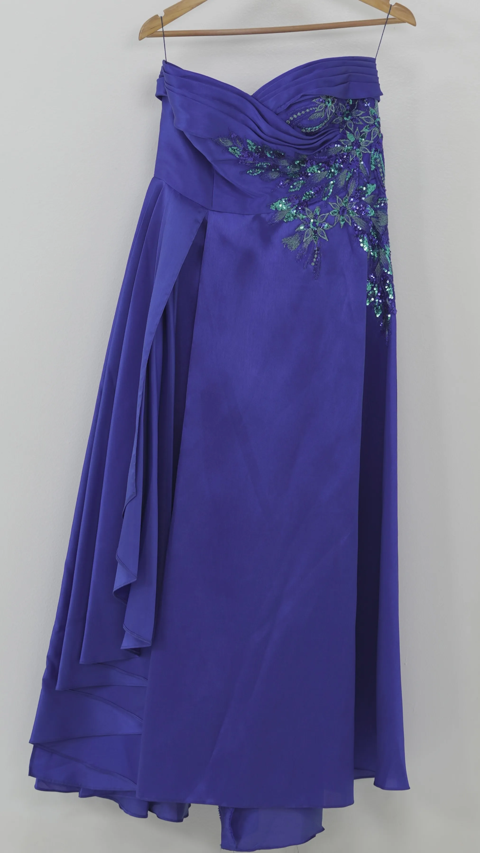 Royal Blue Embellished Strapless Gown