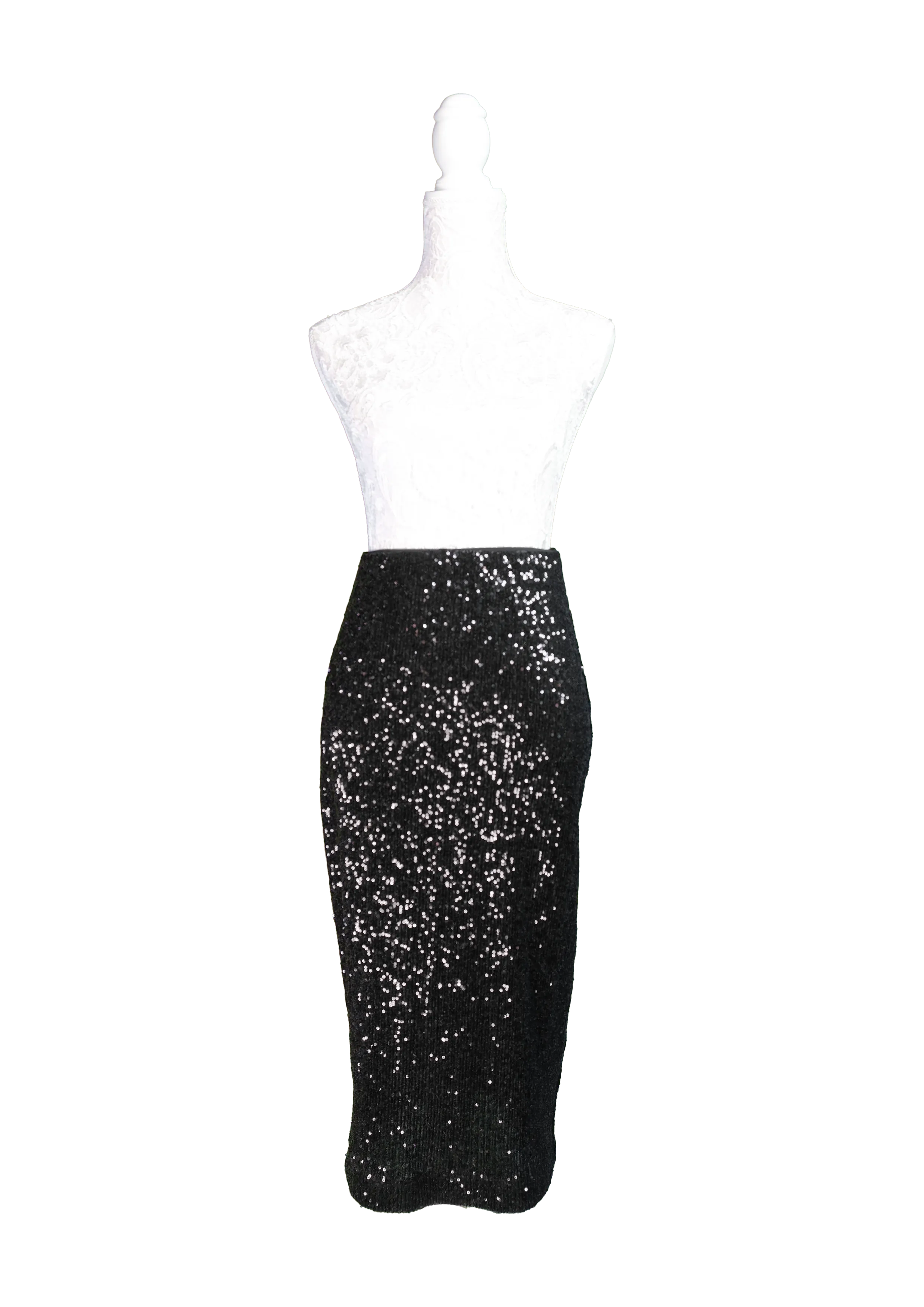 Black Sequin Pencil Skirt