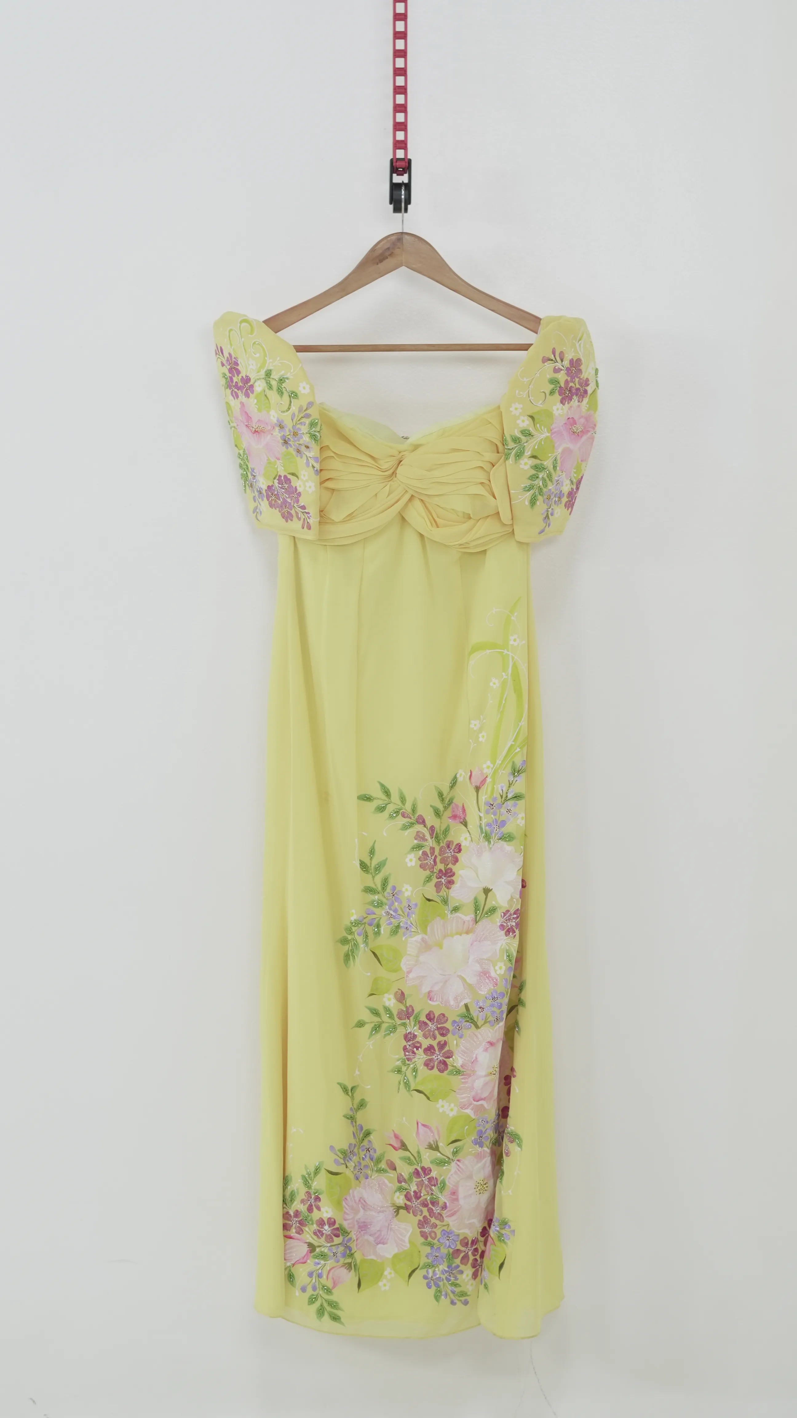 Yellow Filipiniana Painted Floral Gown
