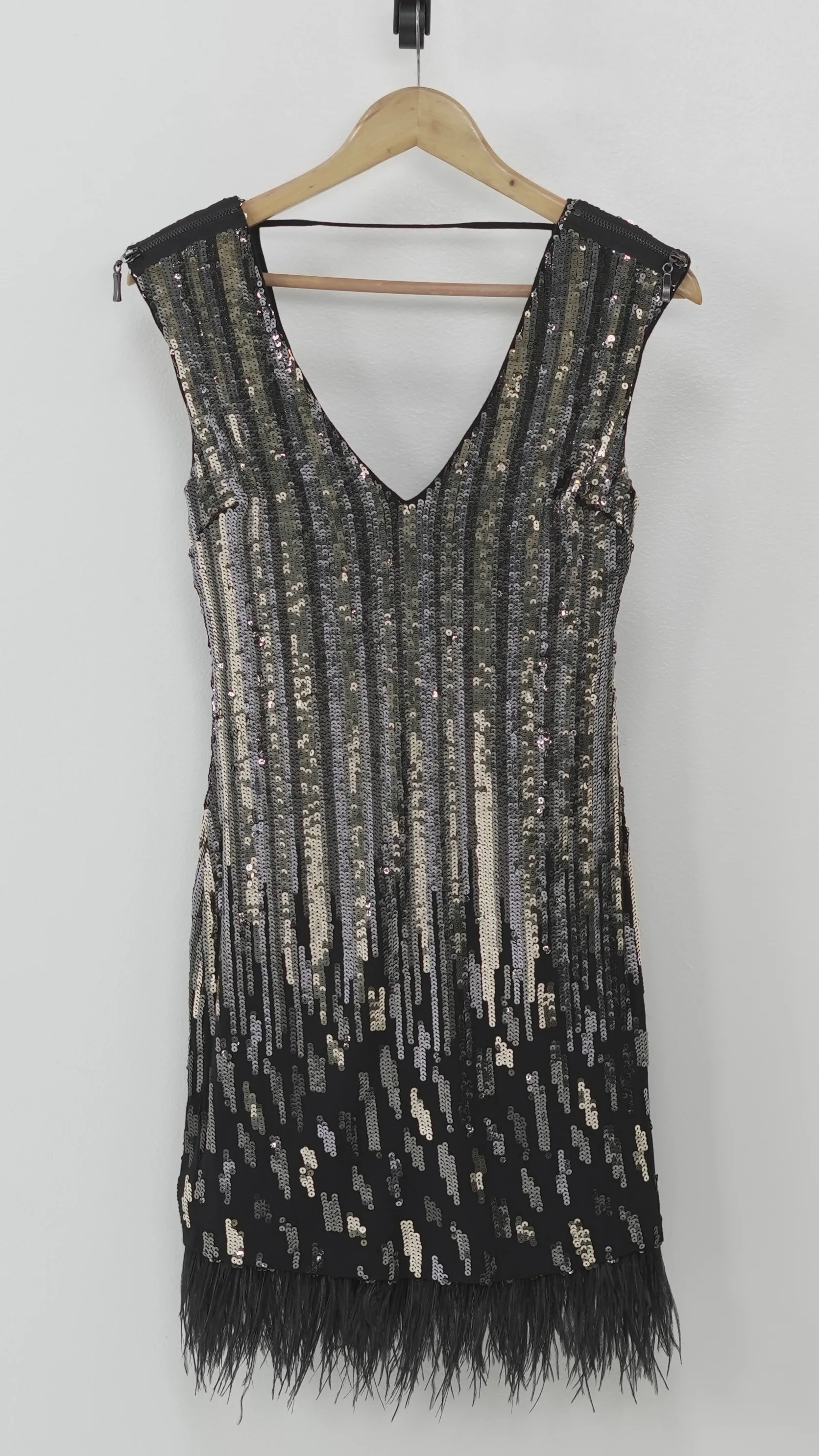Black Sequin Fringe Mini Dress