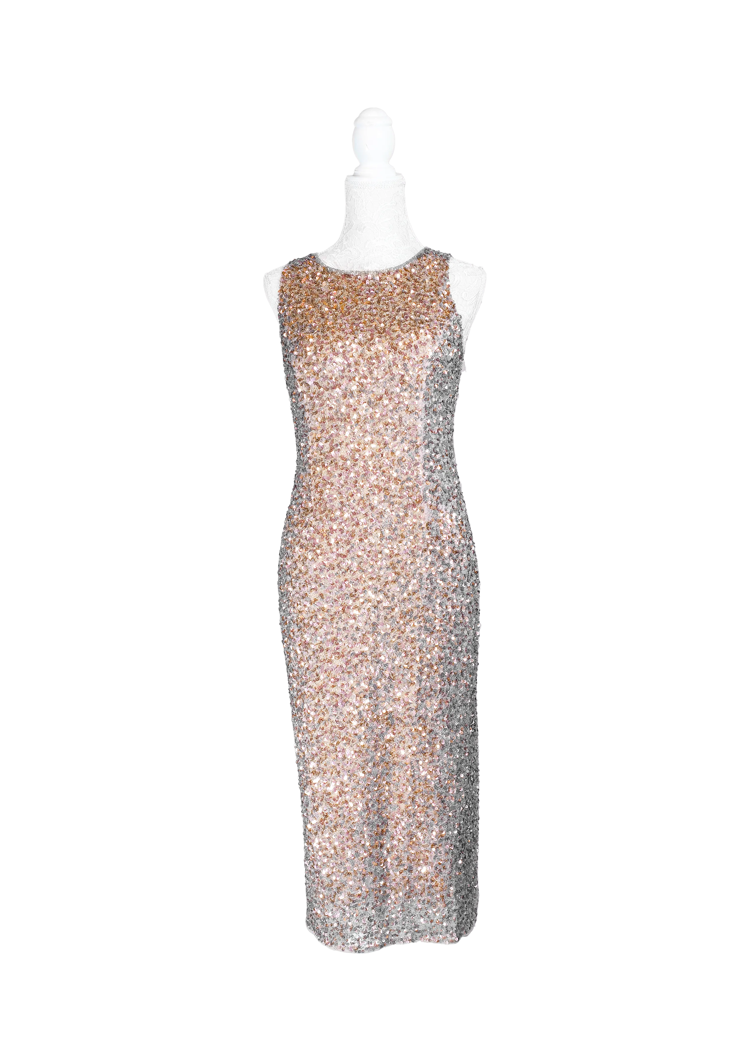  Rose Gold Sequin Sheath Gown