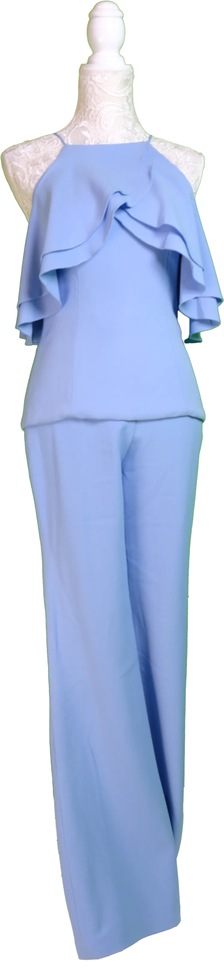 Powder Blue Ruffle Top and Trousers Set