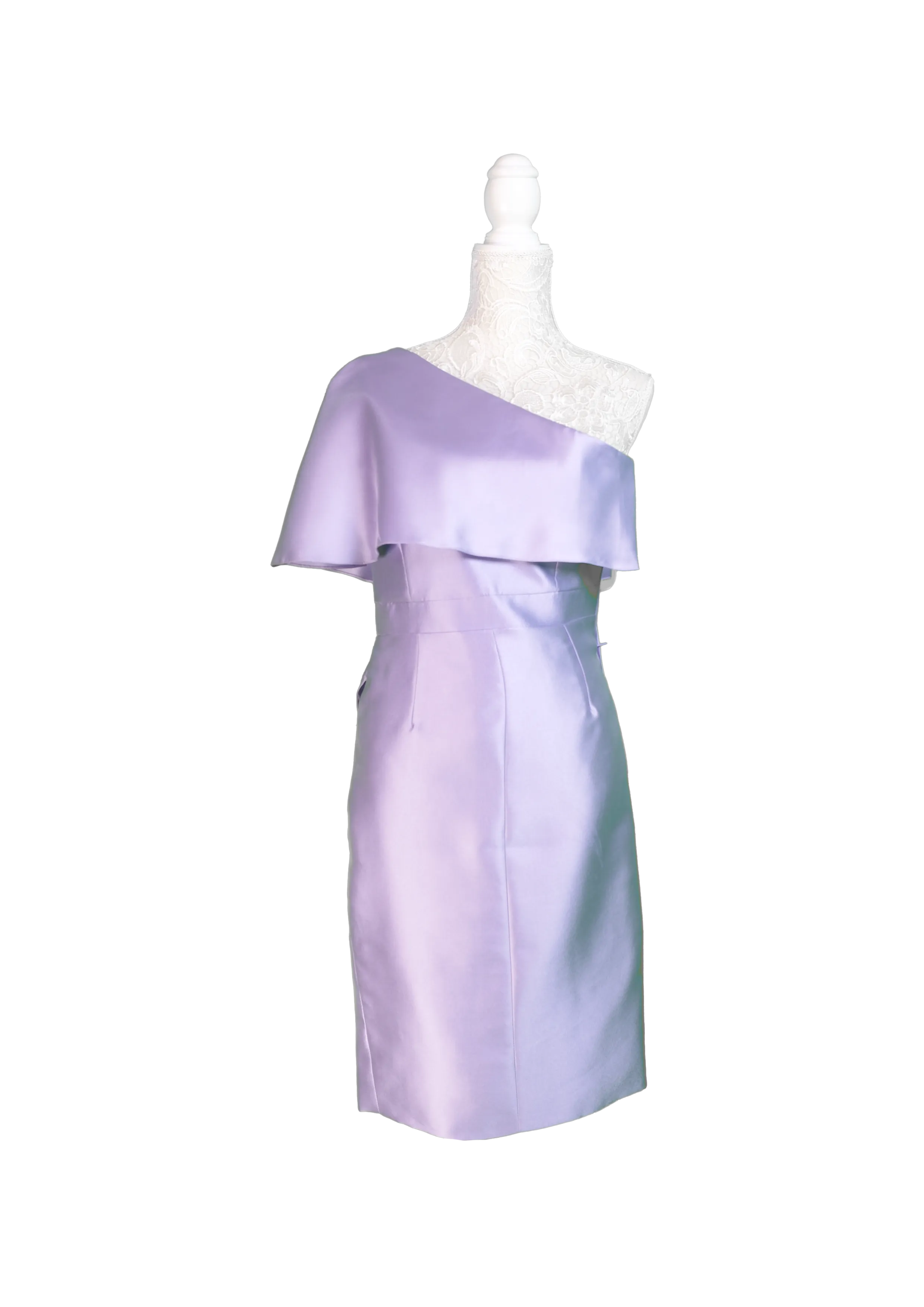  Lilac Satin One-Shoulder Dress