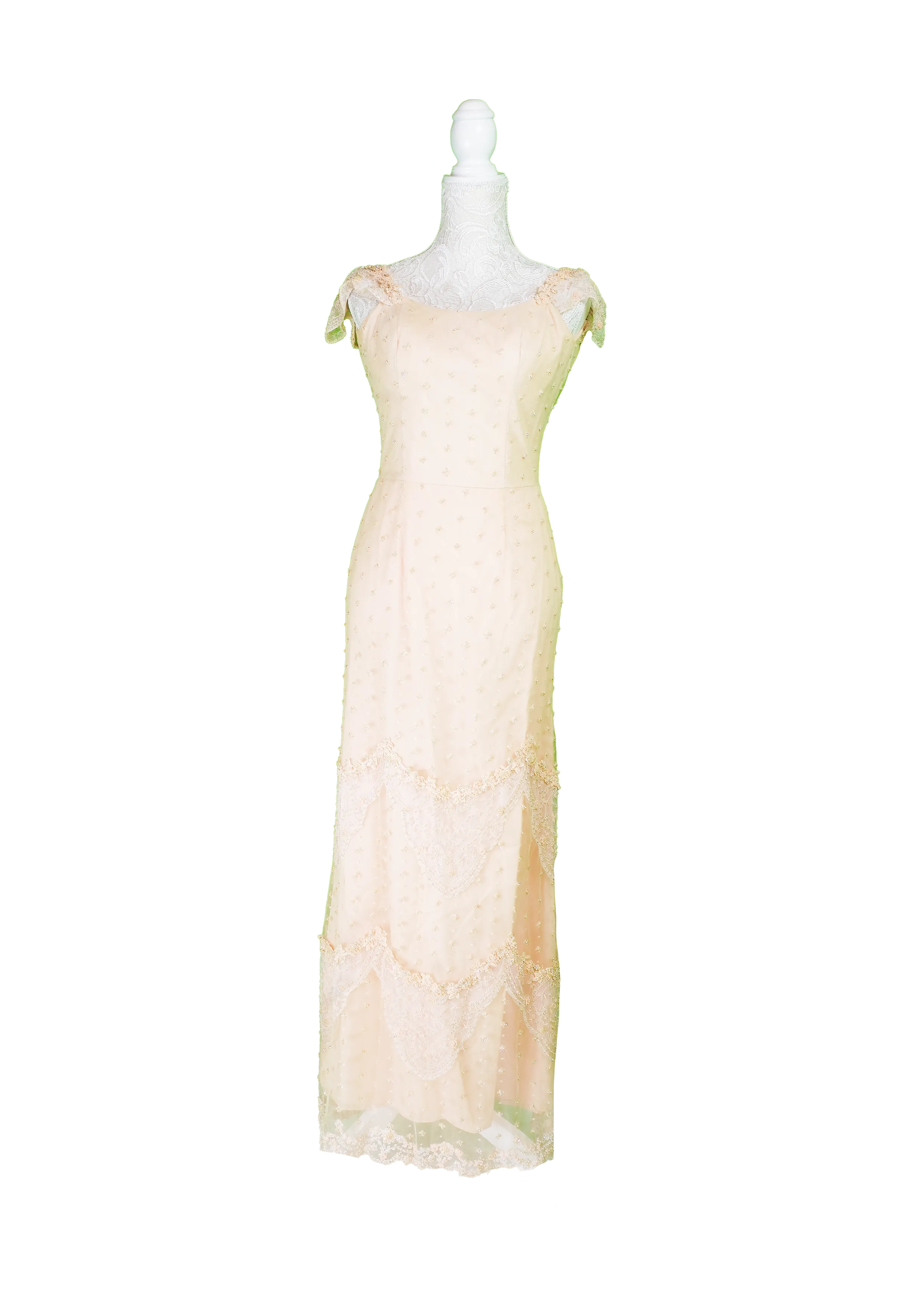 Dusty Nude Lace Gown