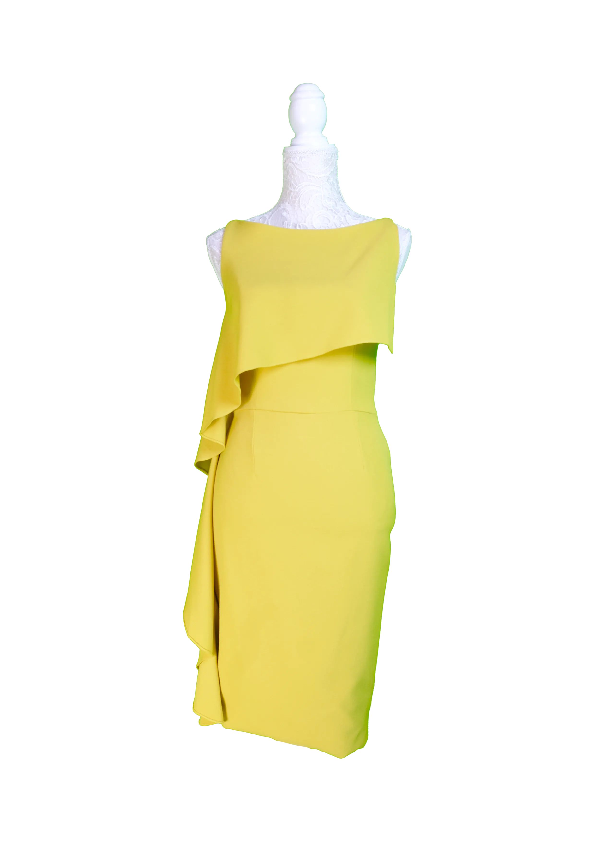 Chartreuse Draped One-Shoulder Dress	