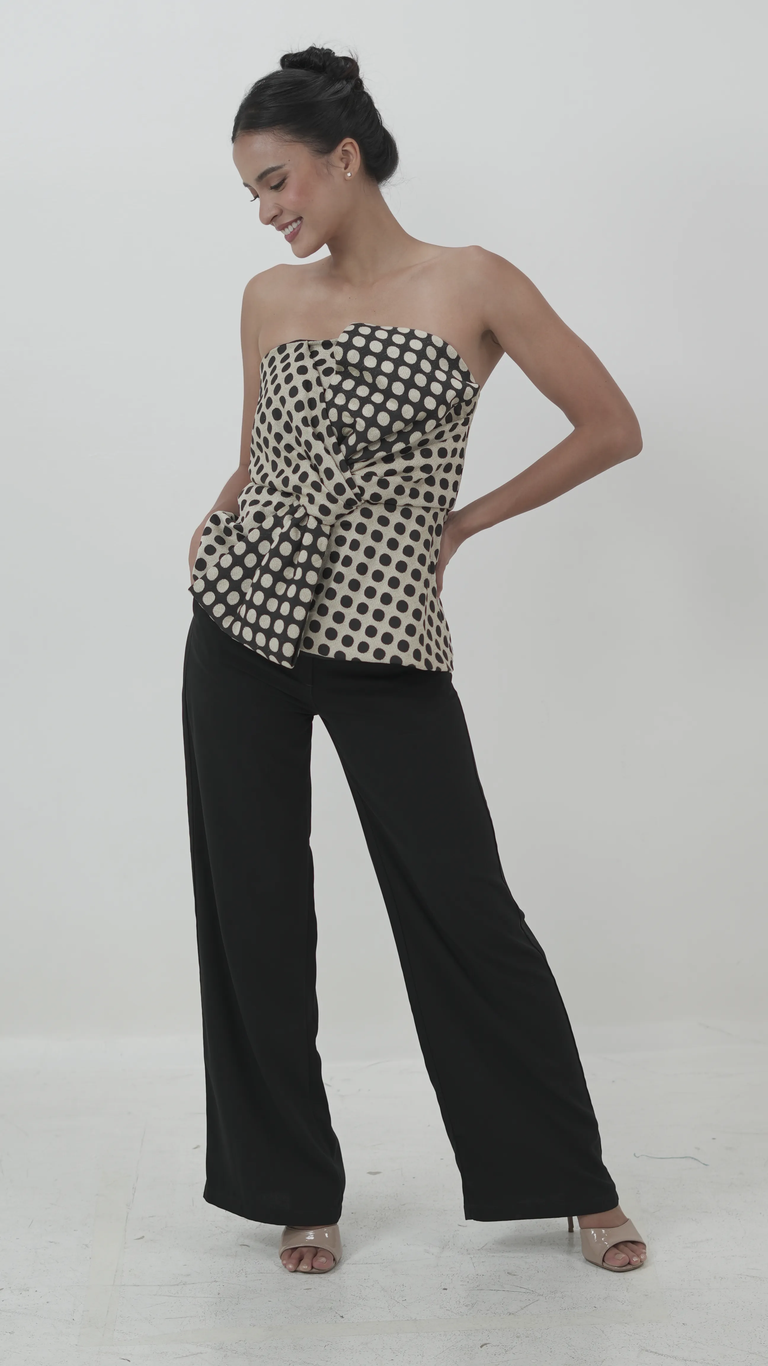 Strapless Polka Dot Bow Top