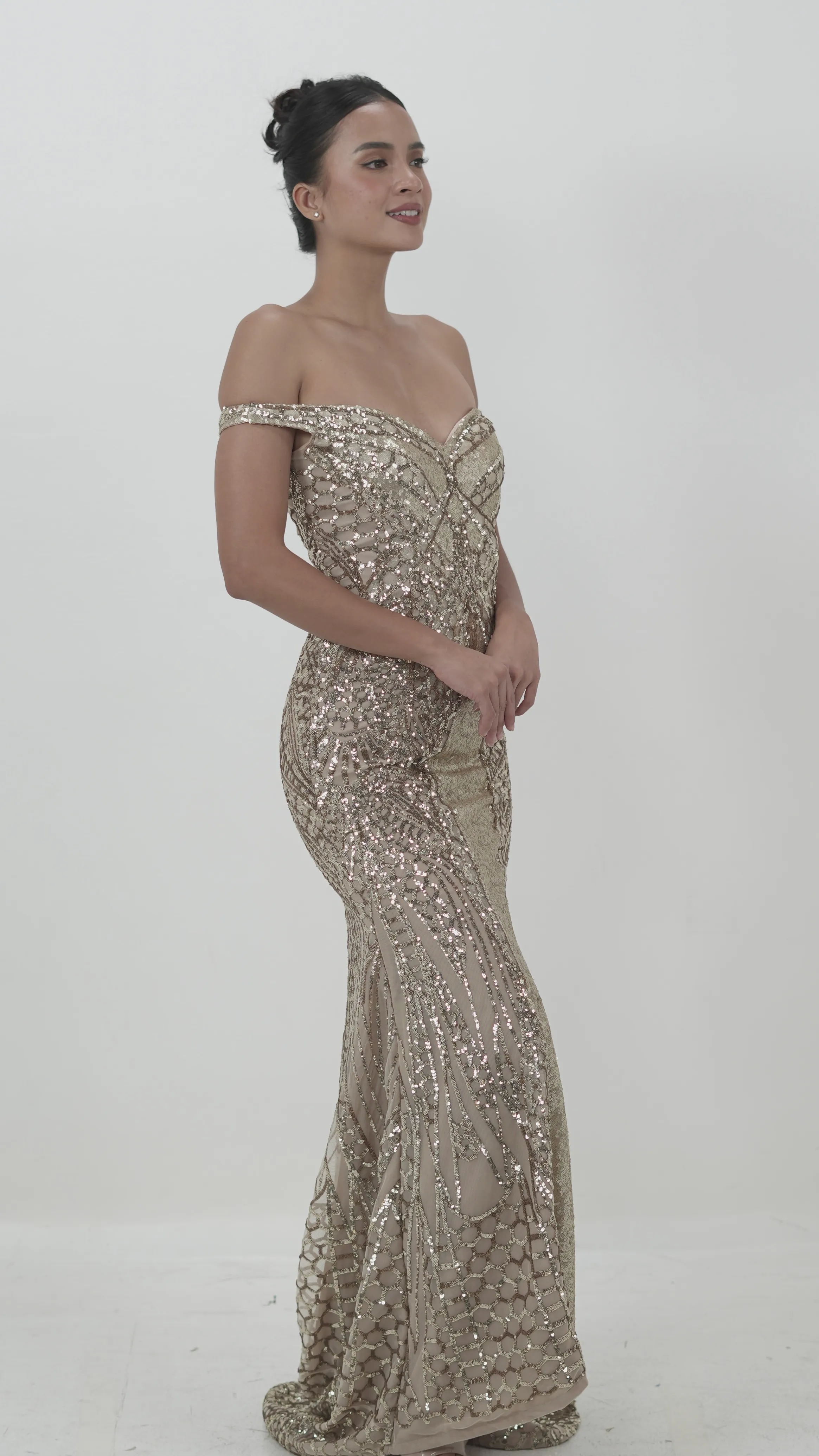 Champagne Gold Sequin Mermaid Gown