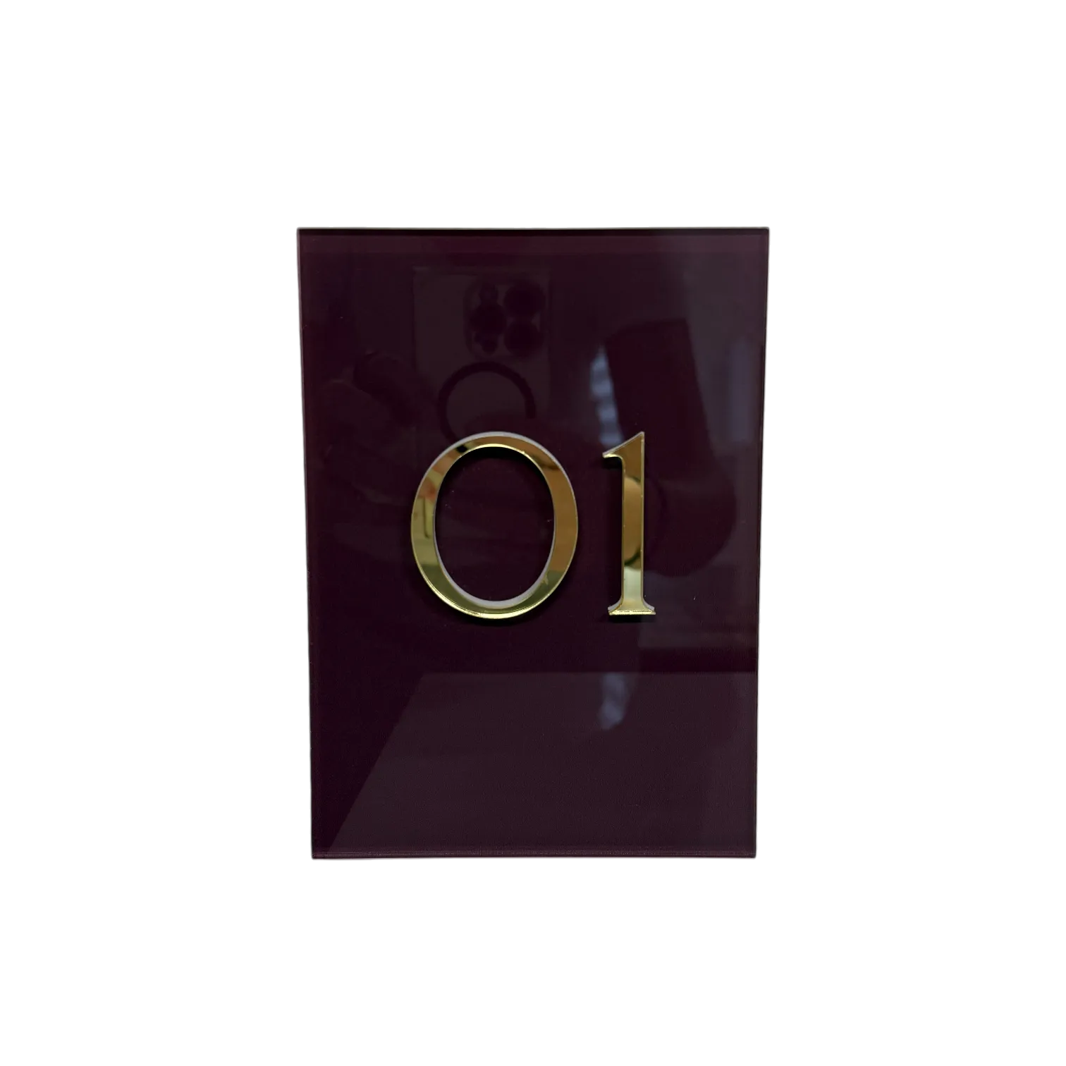 Plum Acrylic Table Numbers with Gold Number Detailing