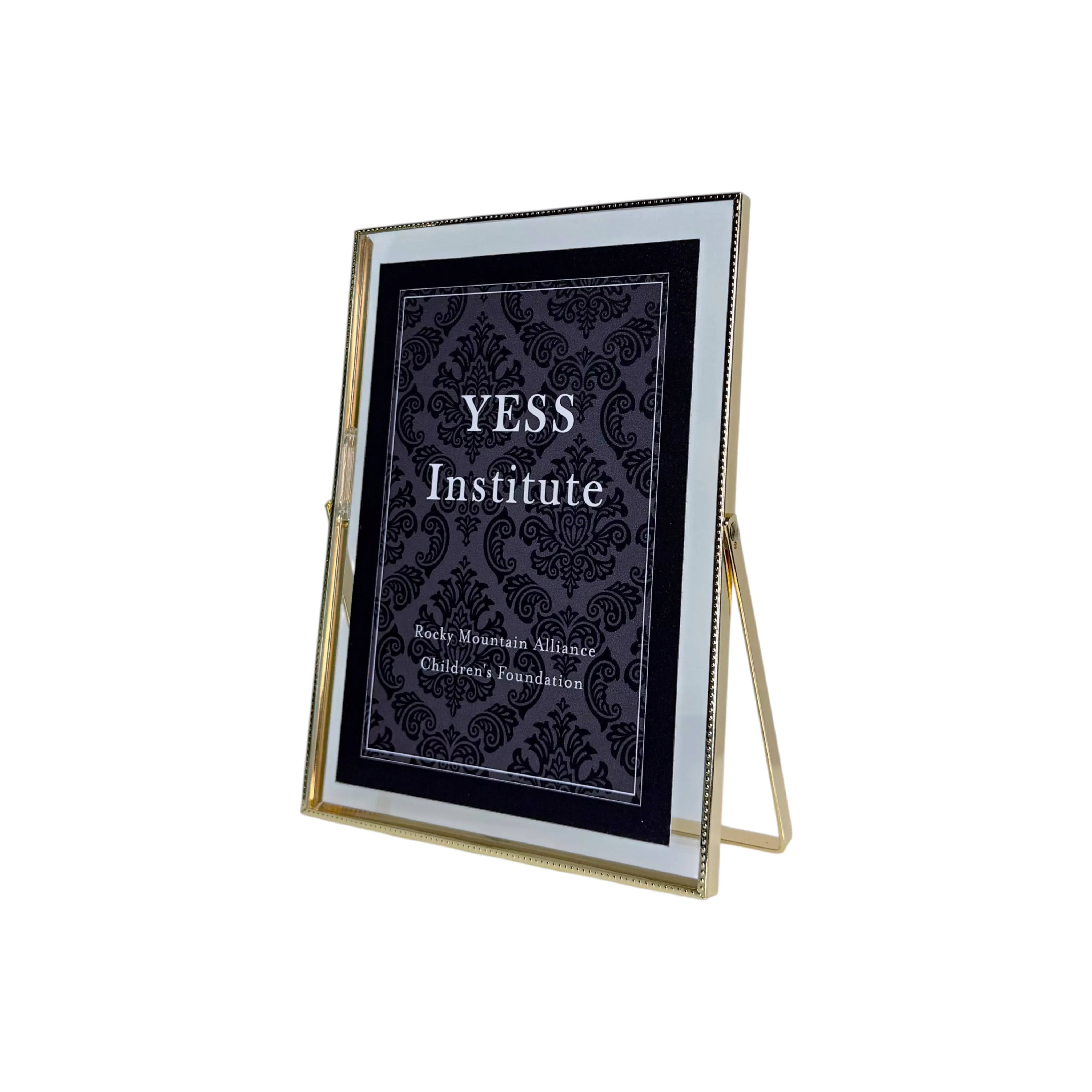 Gold Glass Frame with Custom Table Number Insert