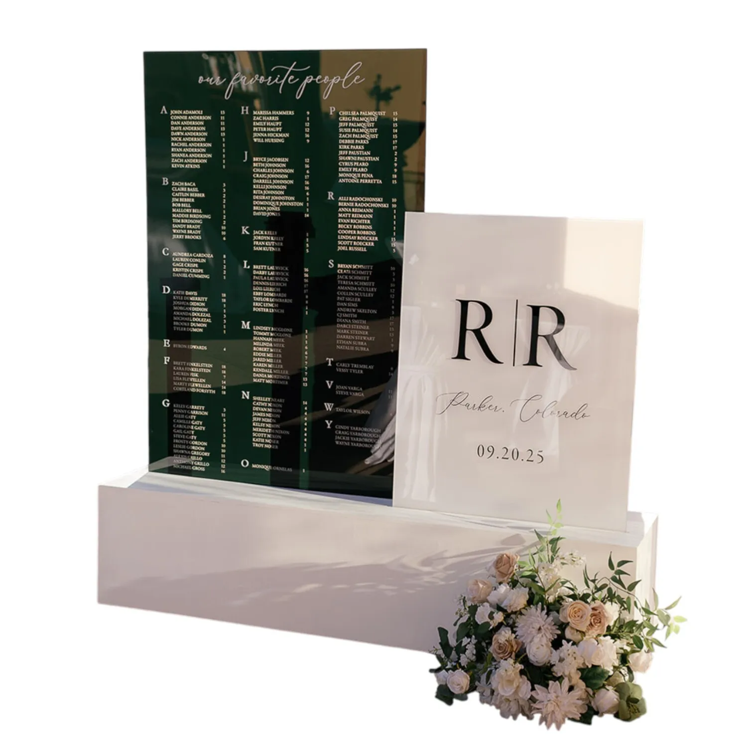 The Heirloom Seating Chart Installation in Acrylic