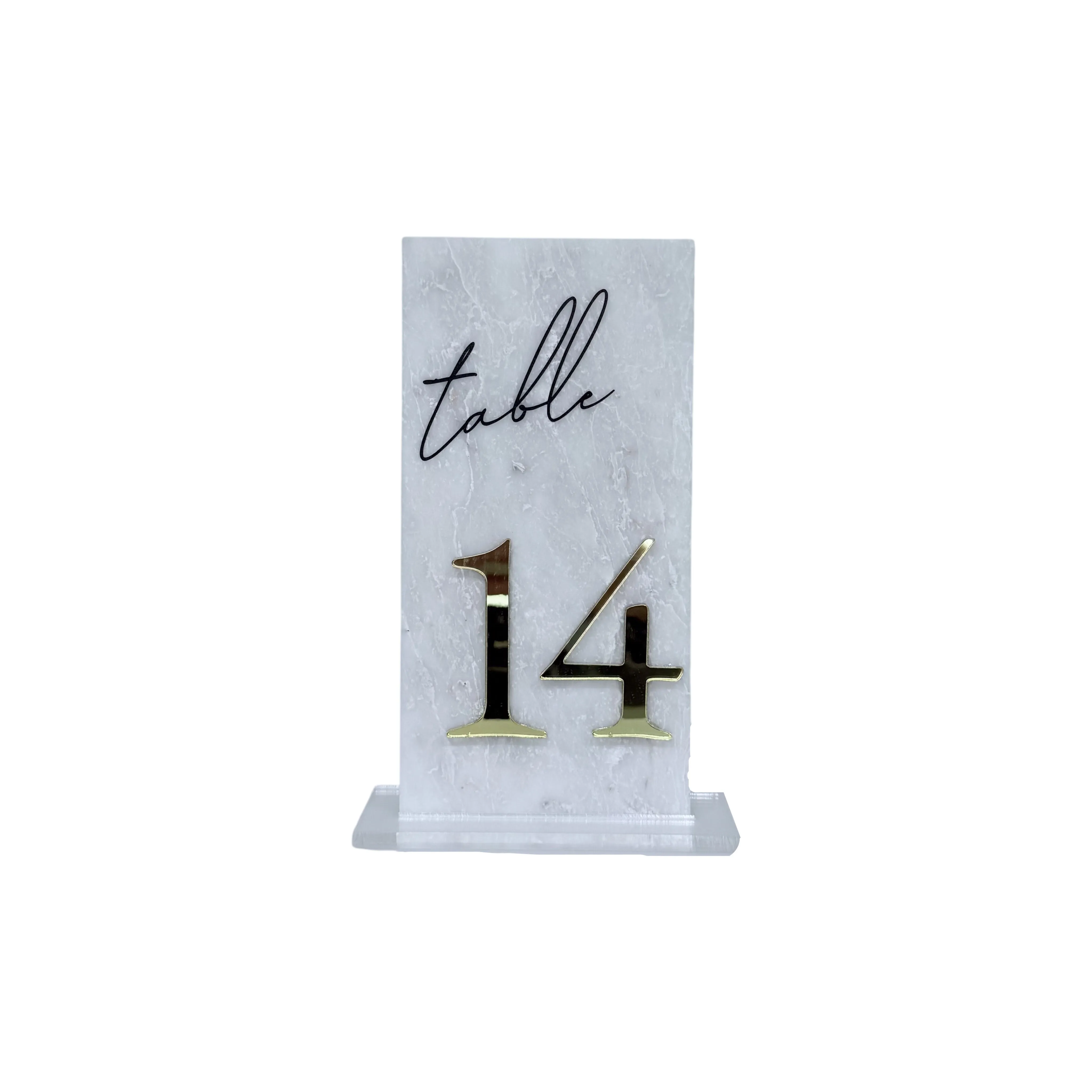 Marble Table Number with Gold and Black Detailing