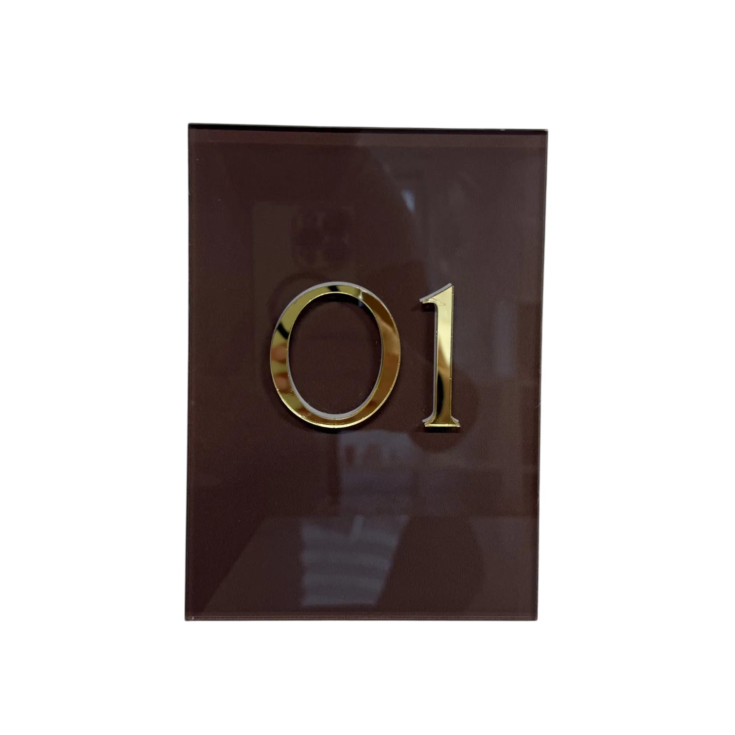 Brown Acrylic Table Numbers with Gold Number Detailing