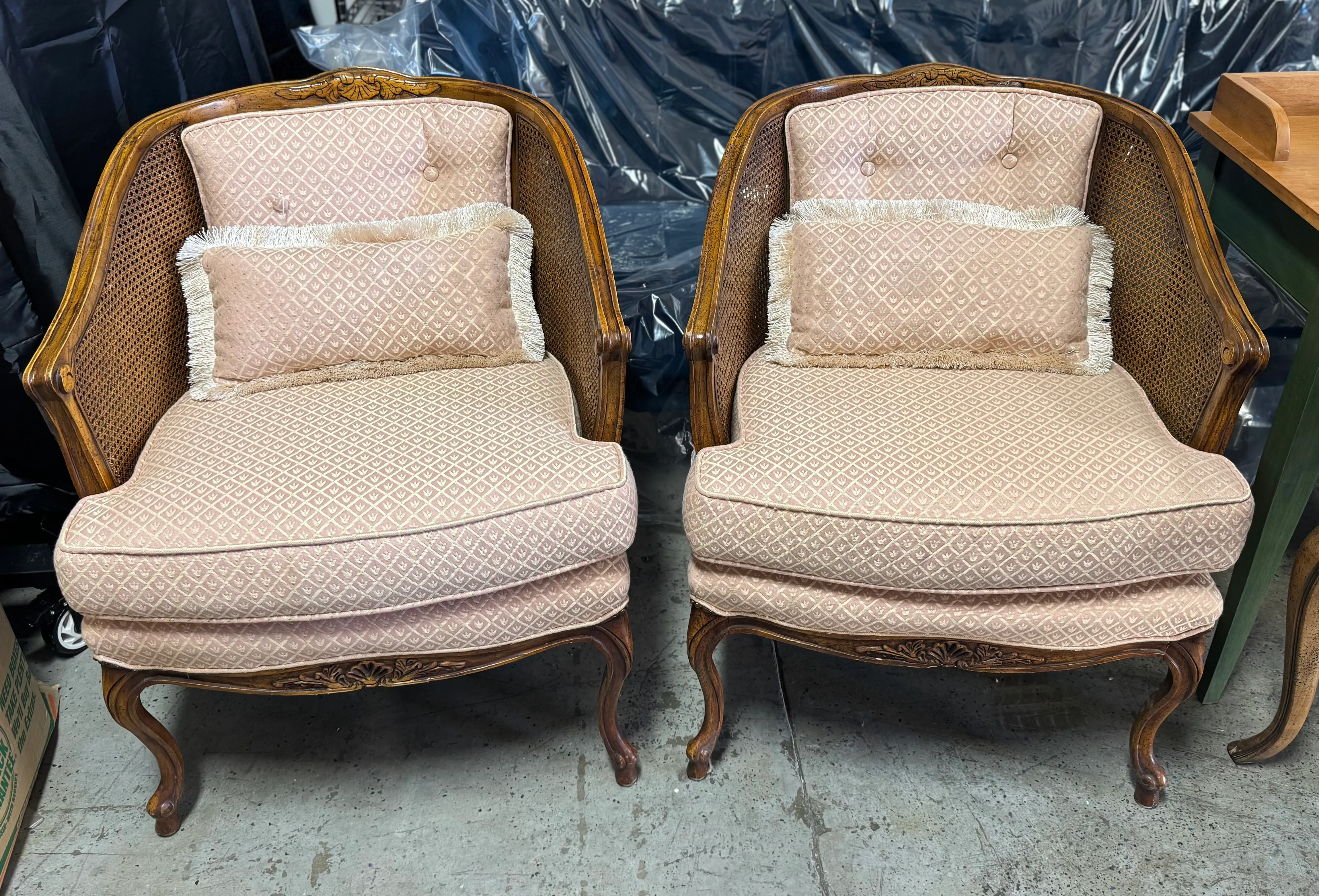 Wicker Chair with Blush Cushion