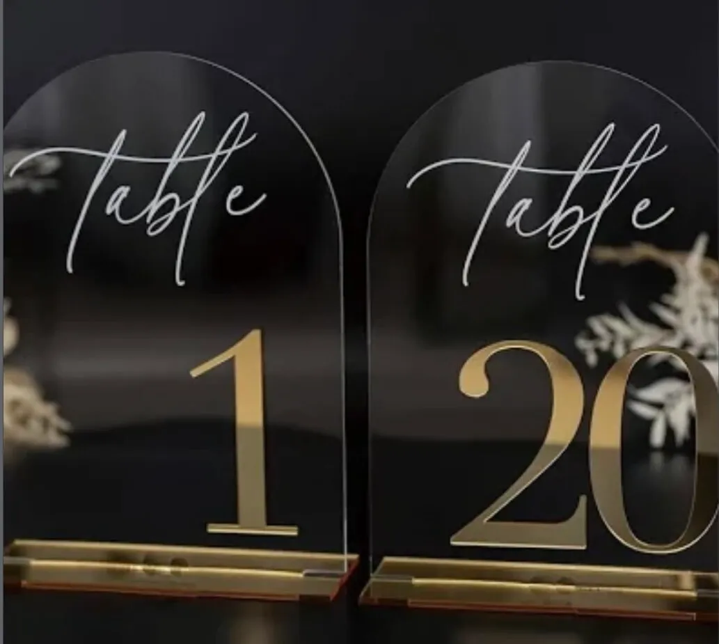Clear & Gold Table Numbers