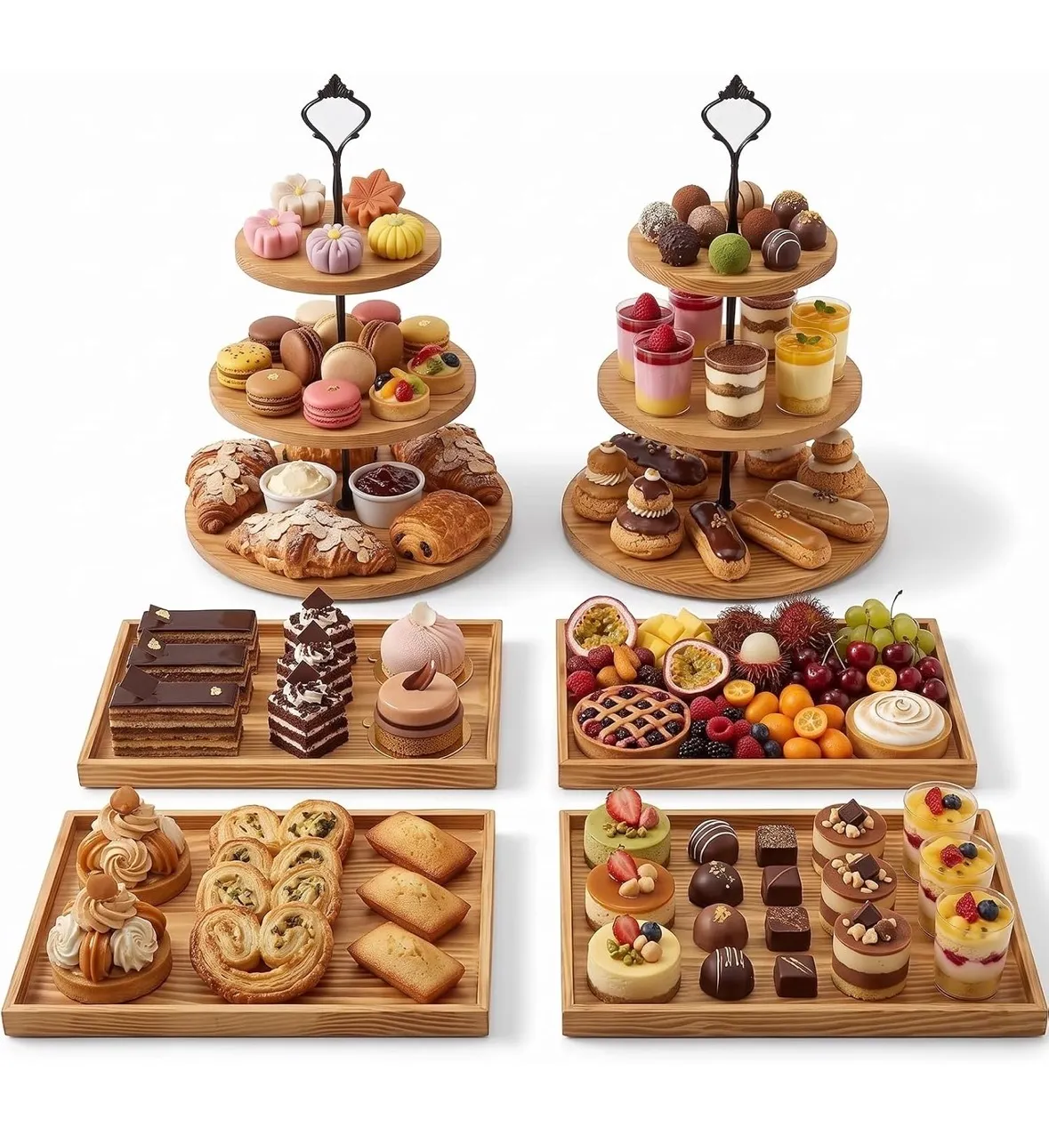 Wood Dessert Stand Set
