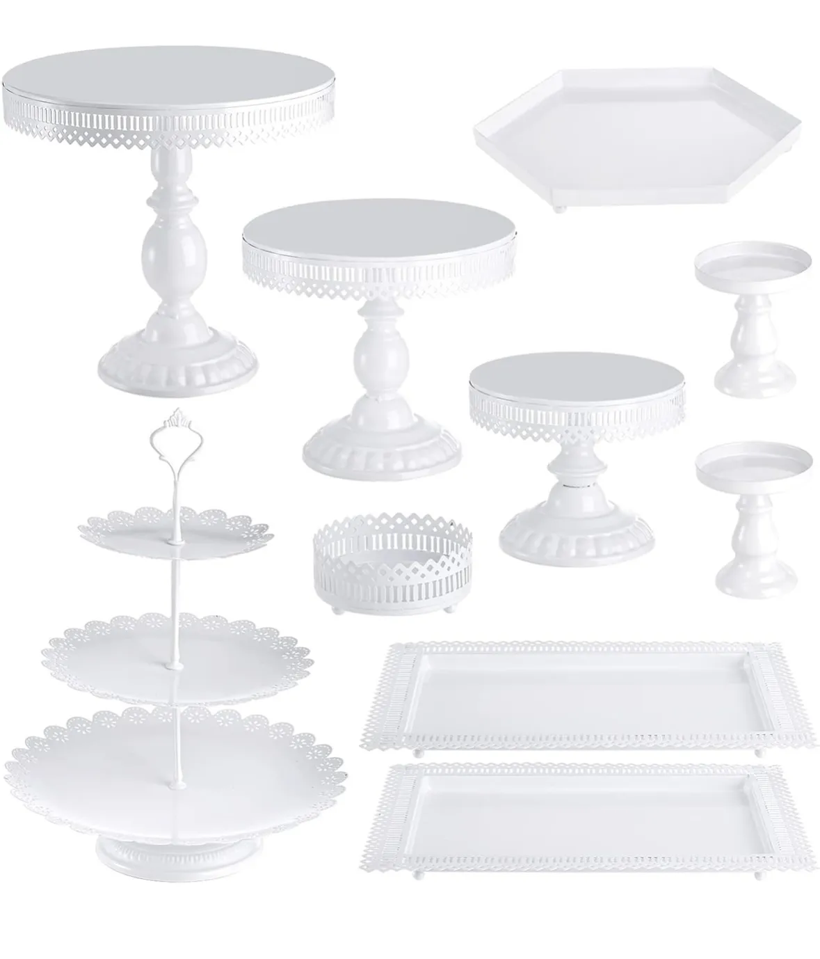 White Dessert Stand and Tray Set