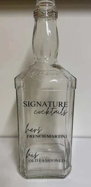 Bottle Bar Menu w/ Personal Customization 