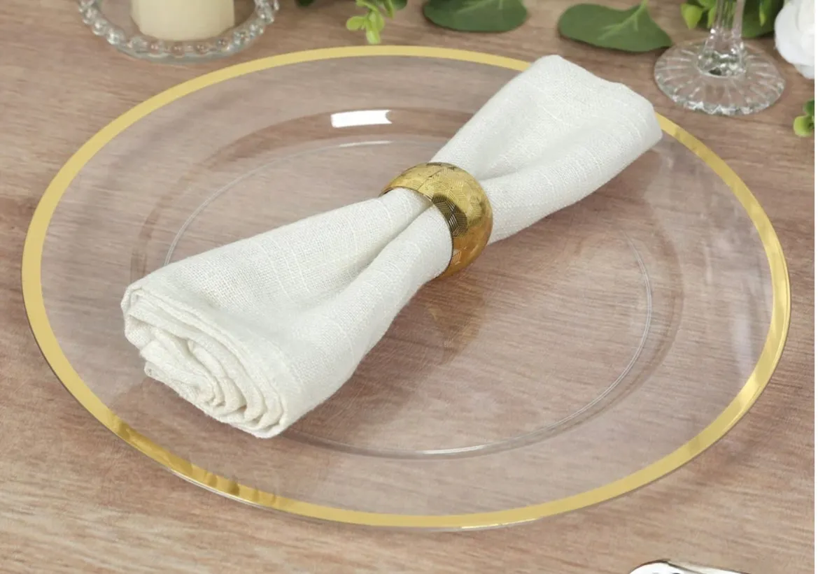 CLR/GOLD Outline Plastic Charger Plate 13"