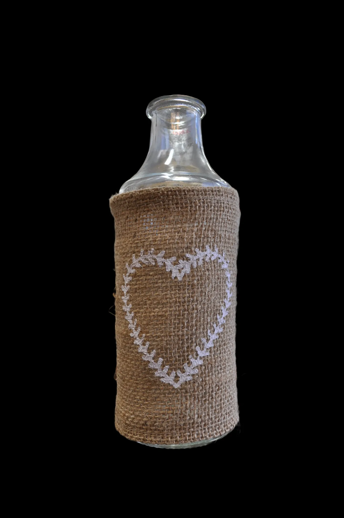 Heart Glass Burlap Vase