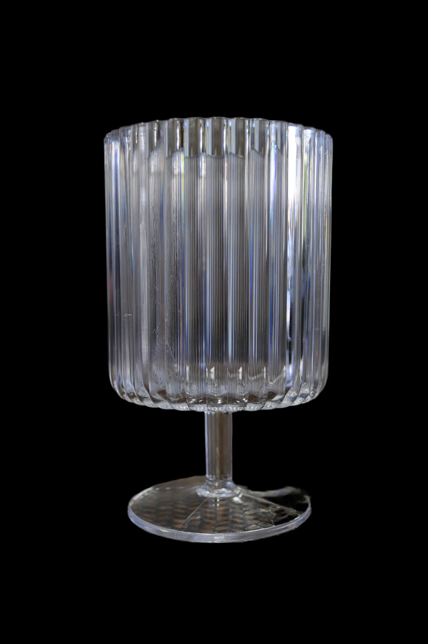 Clear Striped Plastic Goblet