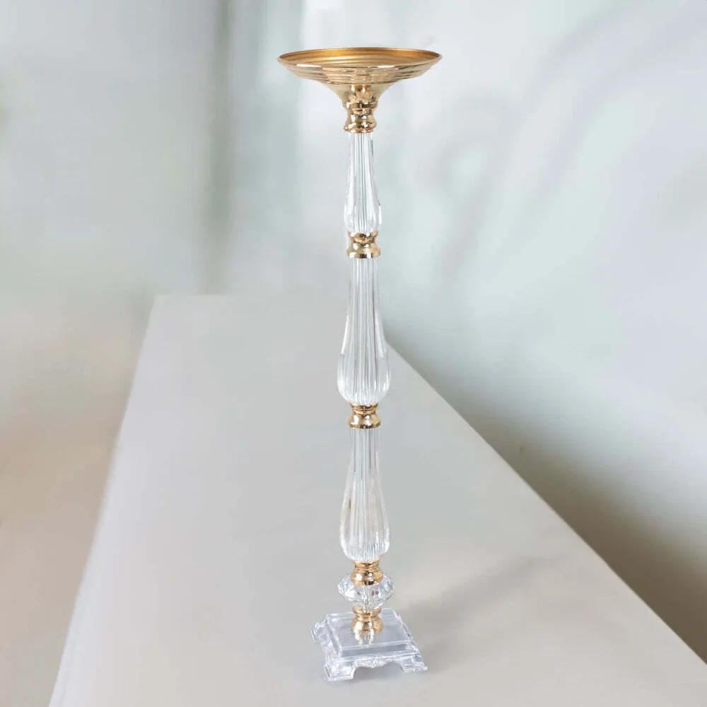 Gold and Acrylic Crystal Pillar Stand
