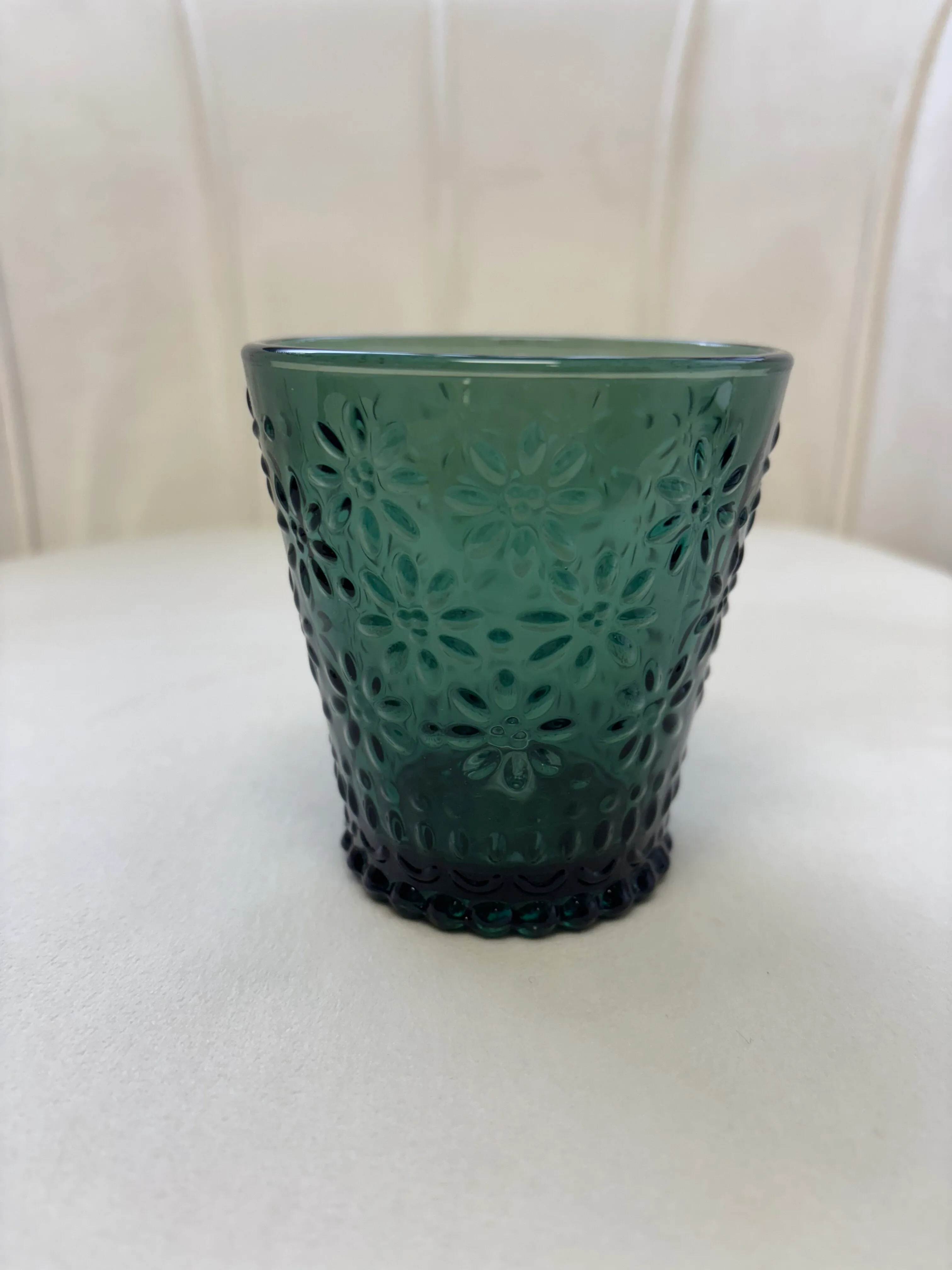 Flower Imprinted Green Votive