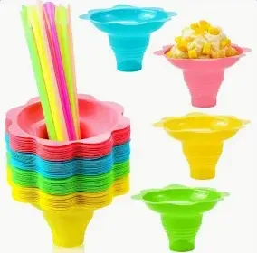 Shave Ice Flower Cup w/ spoon straw