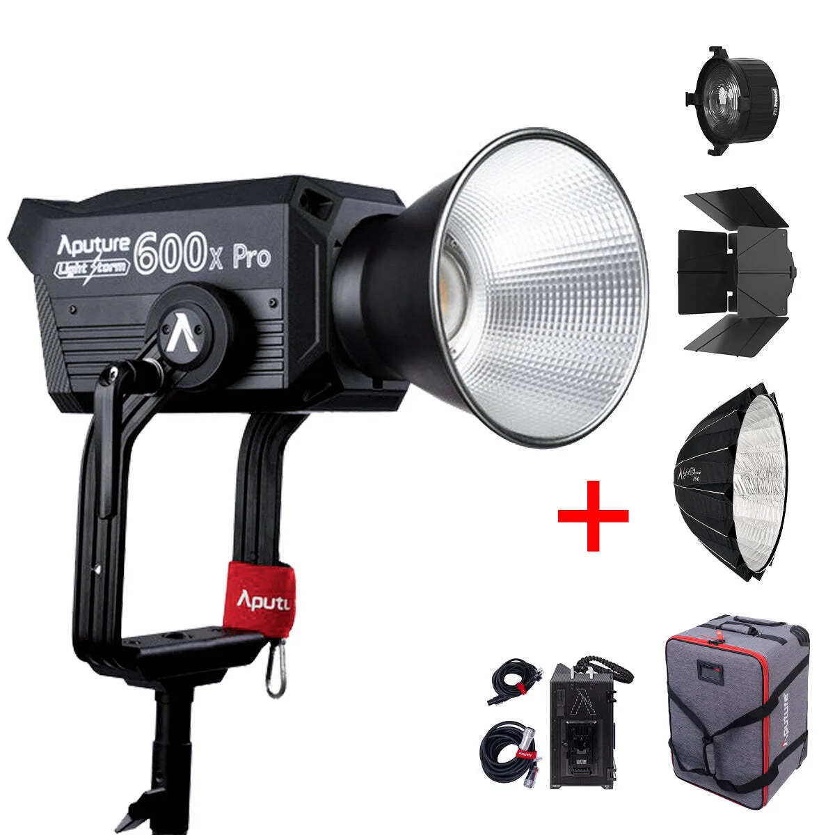 APUTURE 300x bundle - Barndoors, Fresnel, Light Dome II