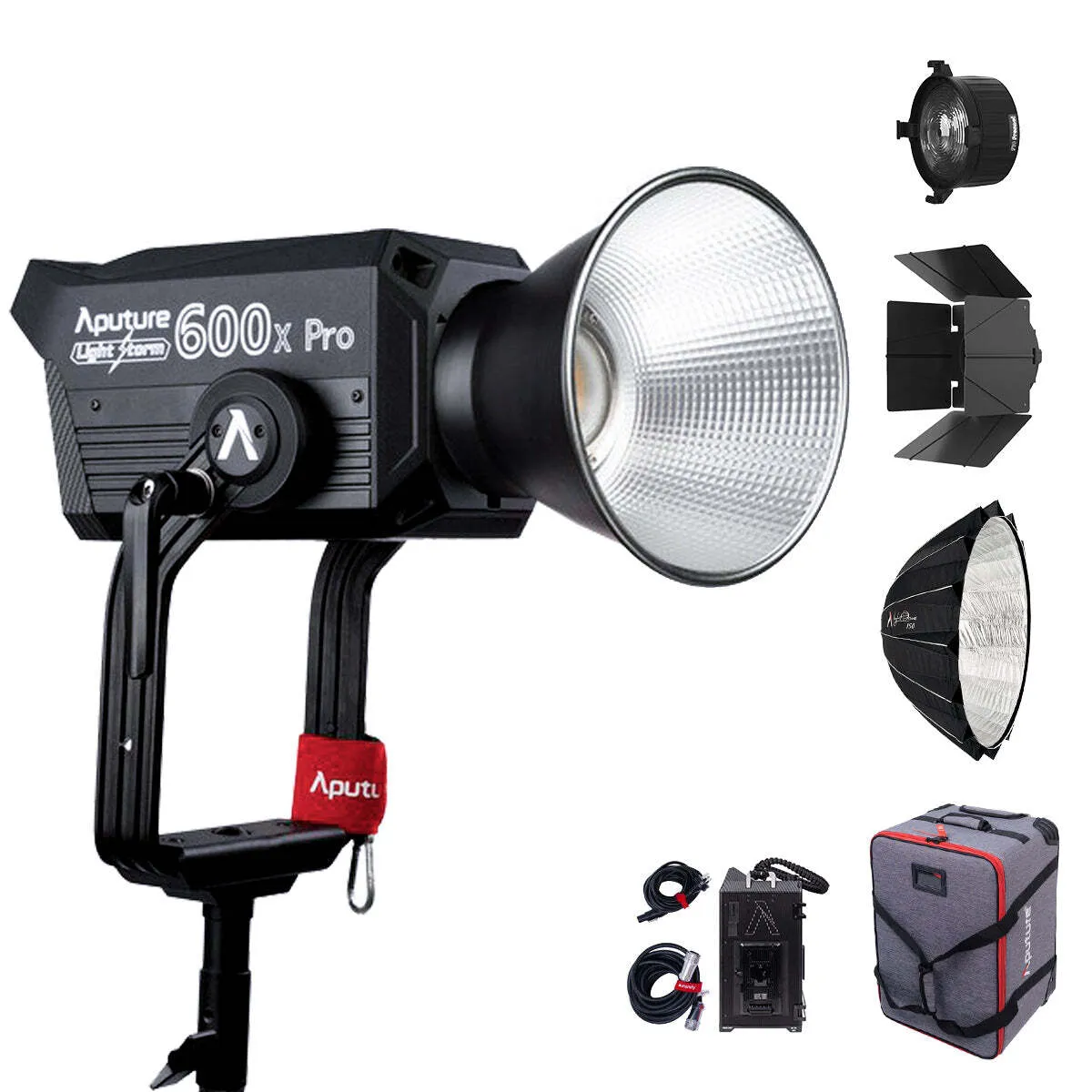 APUTURE 600x Bundle - Barndoors, Fresnel, Light Dome II 