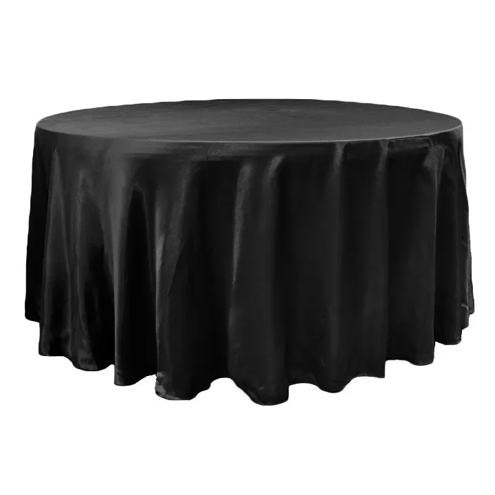 120" Round  black satin tablecloth