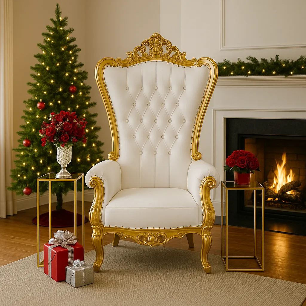 White and Gold Throne Chair 