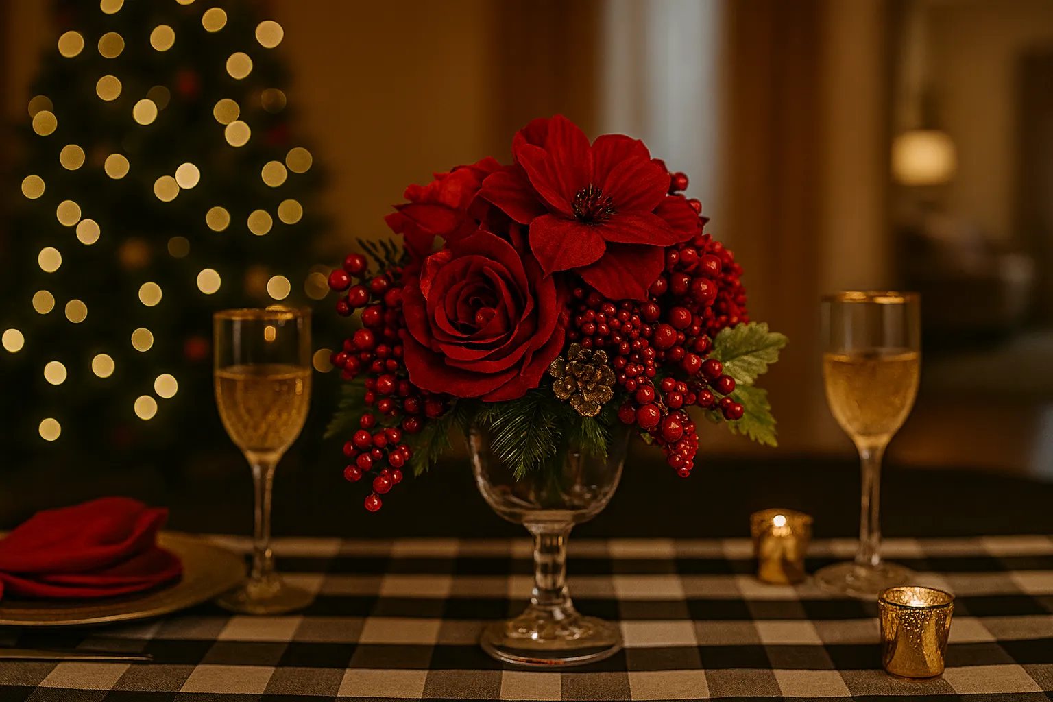 The Nellie | Red Floral Centerpiece 